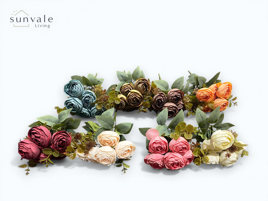 7-Head Antique Shrub Camellia Rose Bush Bouquet