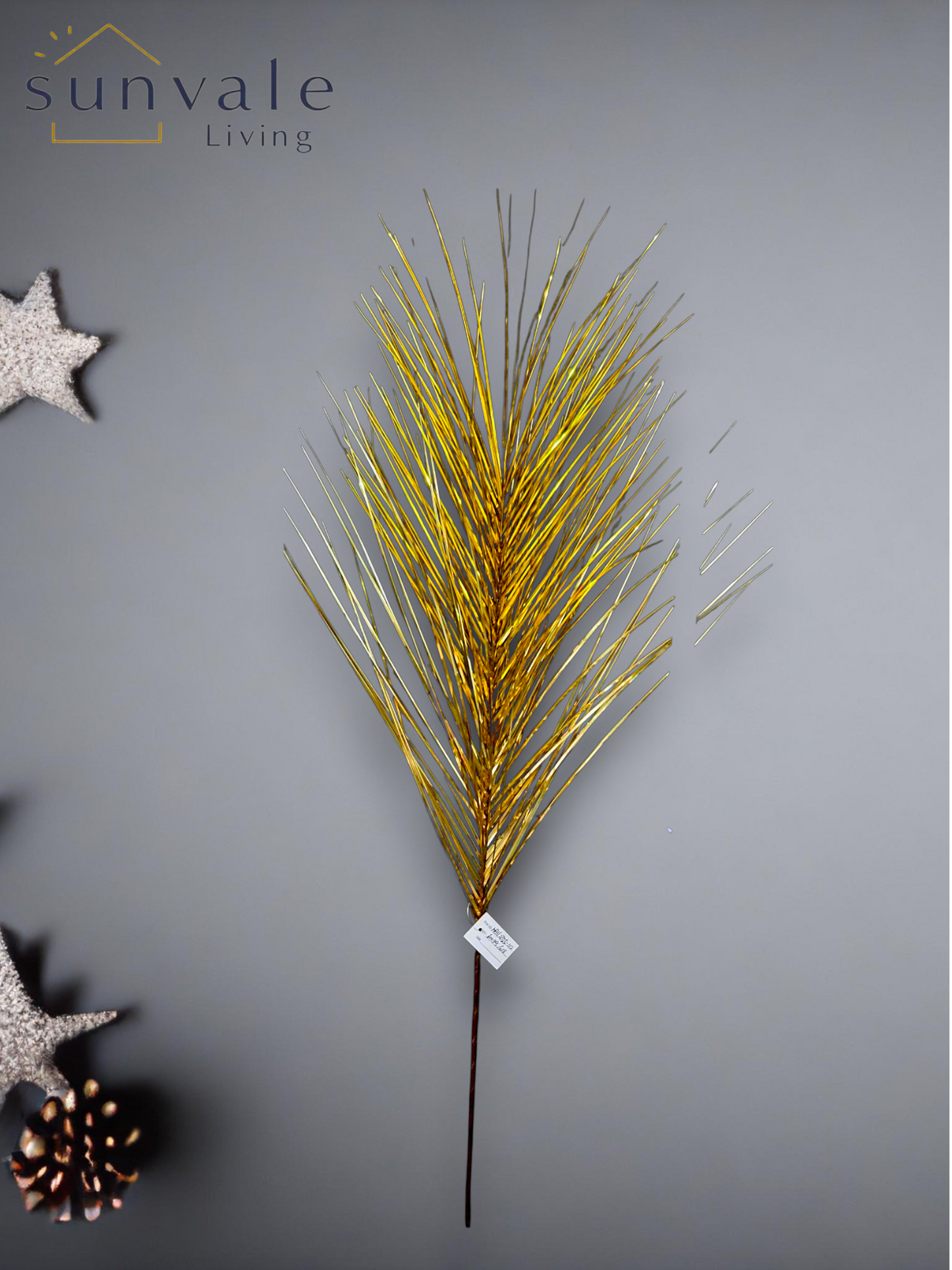 Gold glitter pine needle artificial holiday decoration spray by Sunvale Living