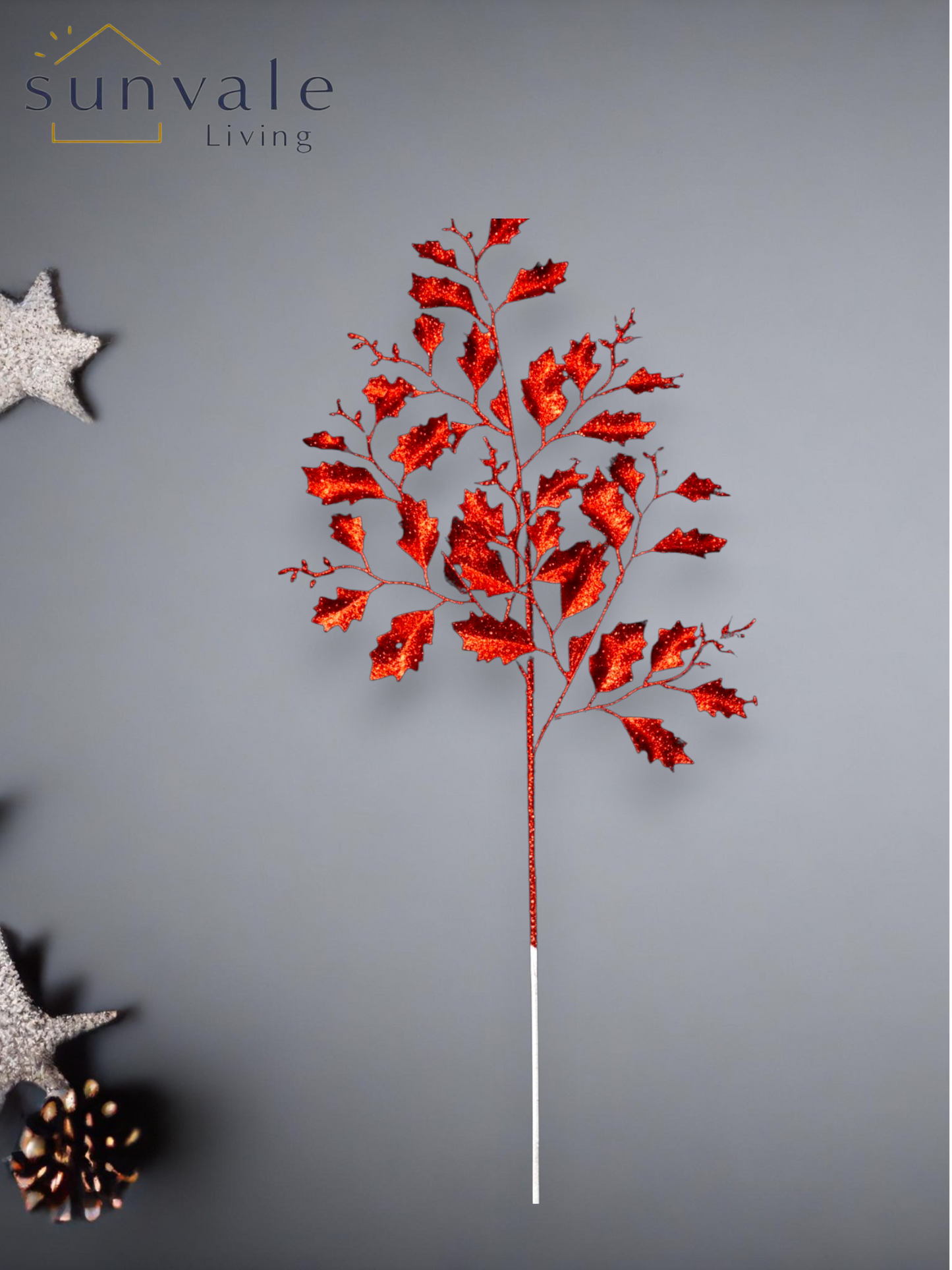 Festive Crimson Holly Leaf Spray wholesale product image