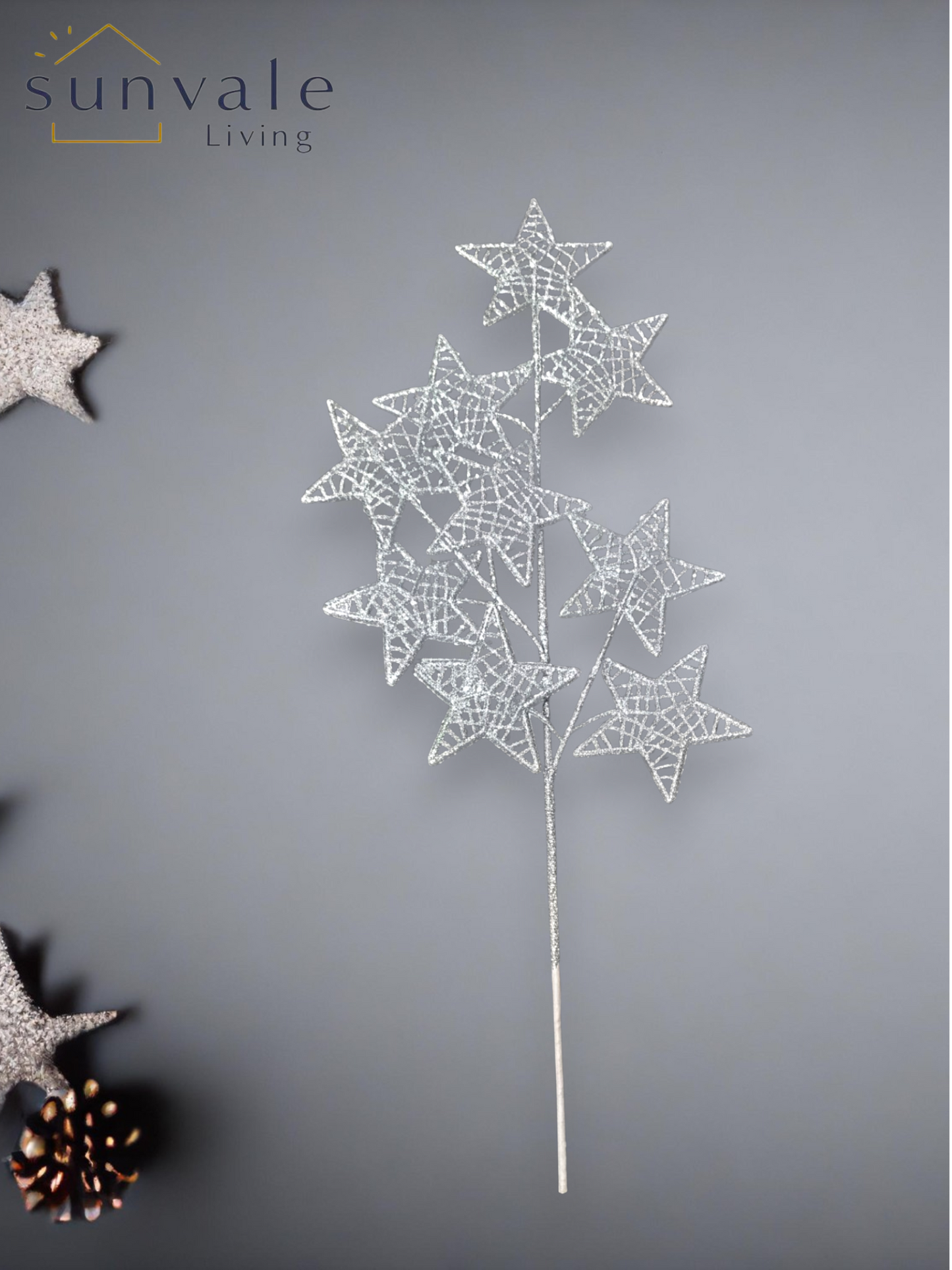 Festive Shimmering Silver Star Spray wholesale product image