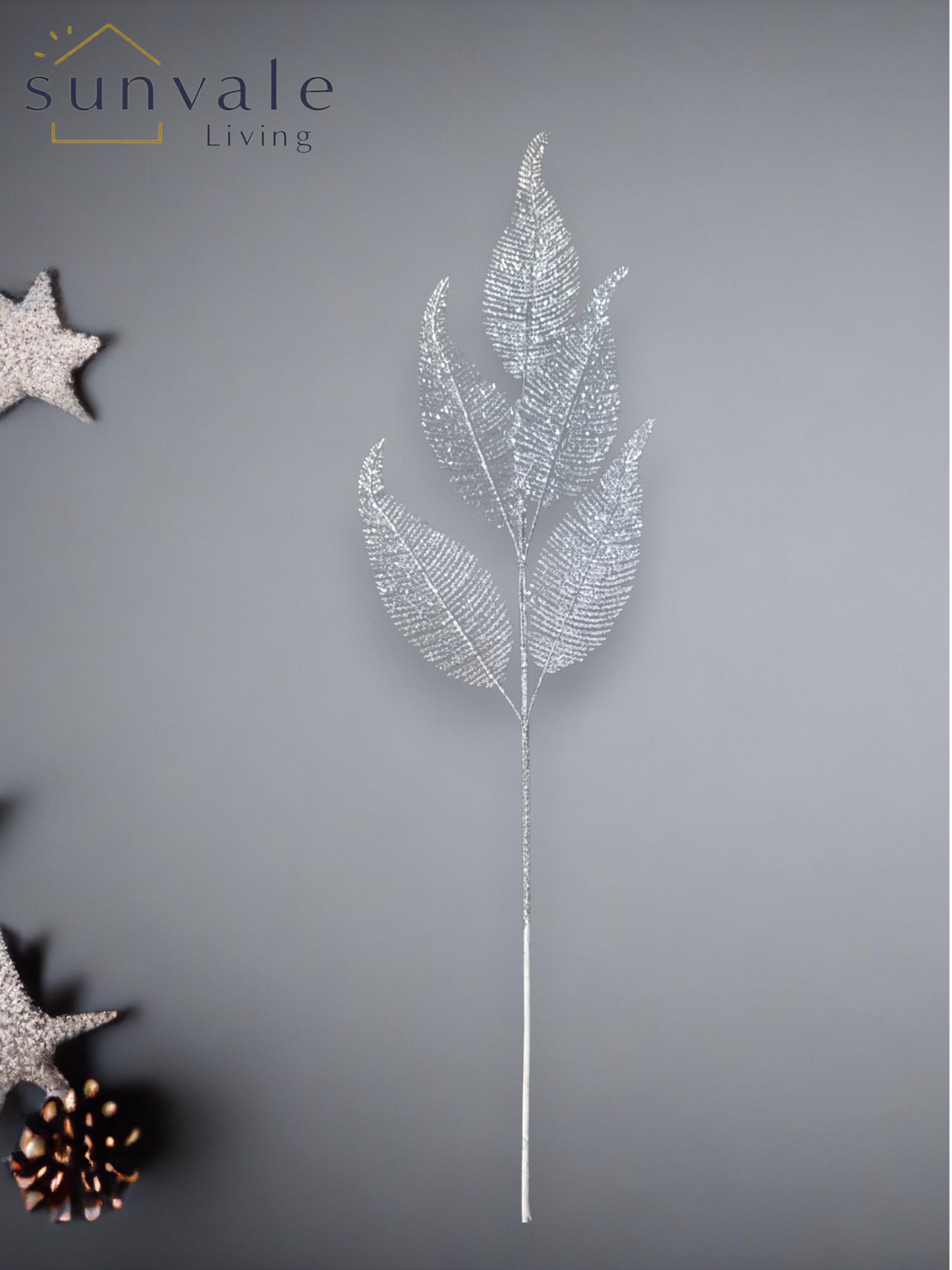 Festive Shimmering Silver Lace-Leaf Spray wholesale product image