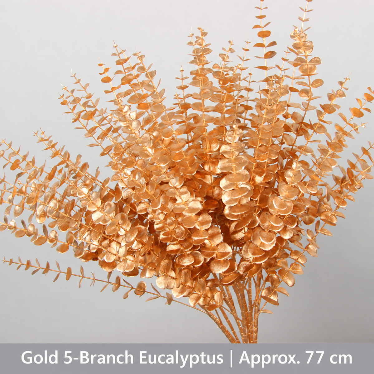Gold 5-Branch Eucalyptus | Approx. 77 cm artificial holiday floral decoration by Sunvale Living