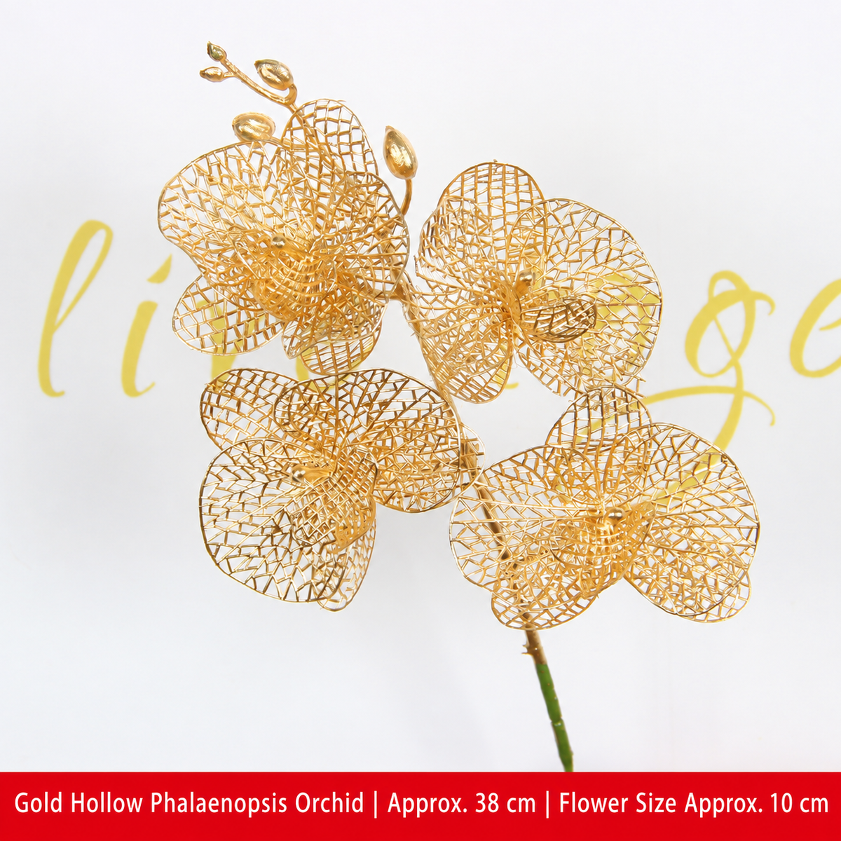 Gold Hollow Phalaenopsis Orchid | Approx. 38 cm | Flower Size Approx. 10 cm artificial holiday floral decoration by Sunvale Living