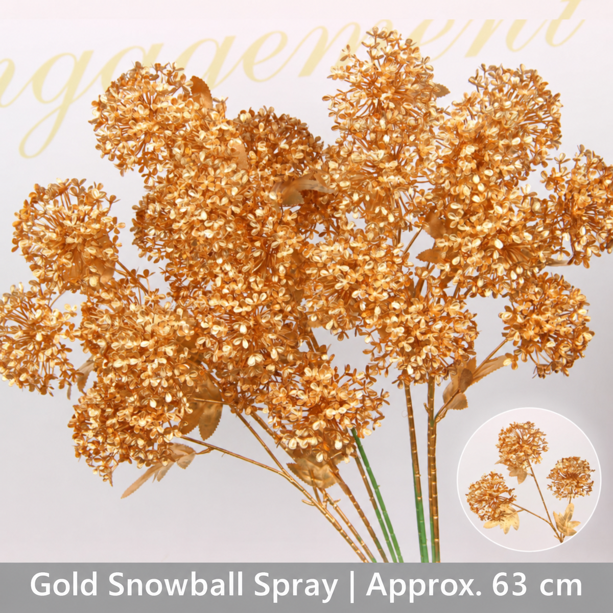 Gold Snowball Spray | Approx. 63 cm artificial holiday floral decoration by Sunvale Living
