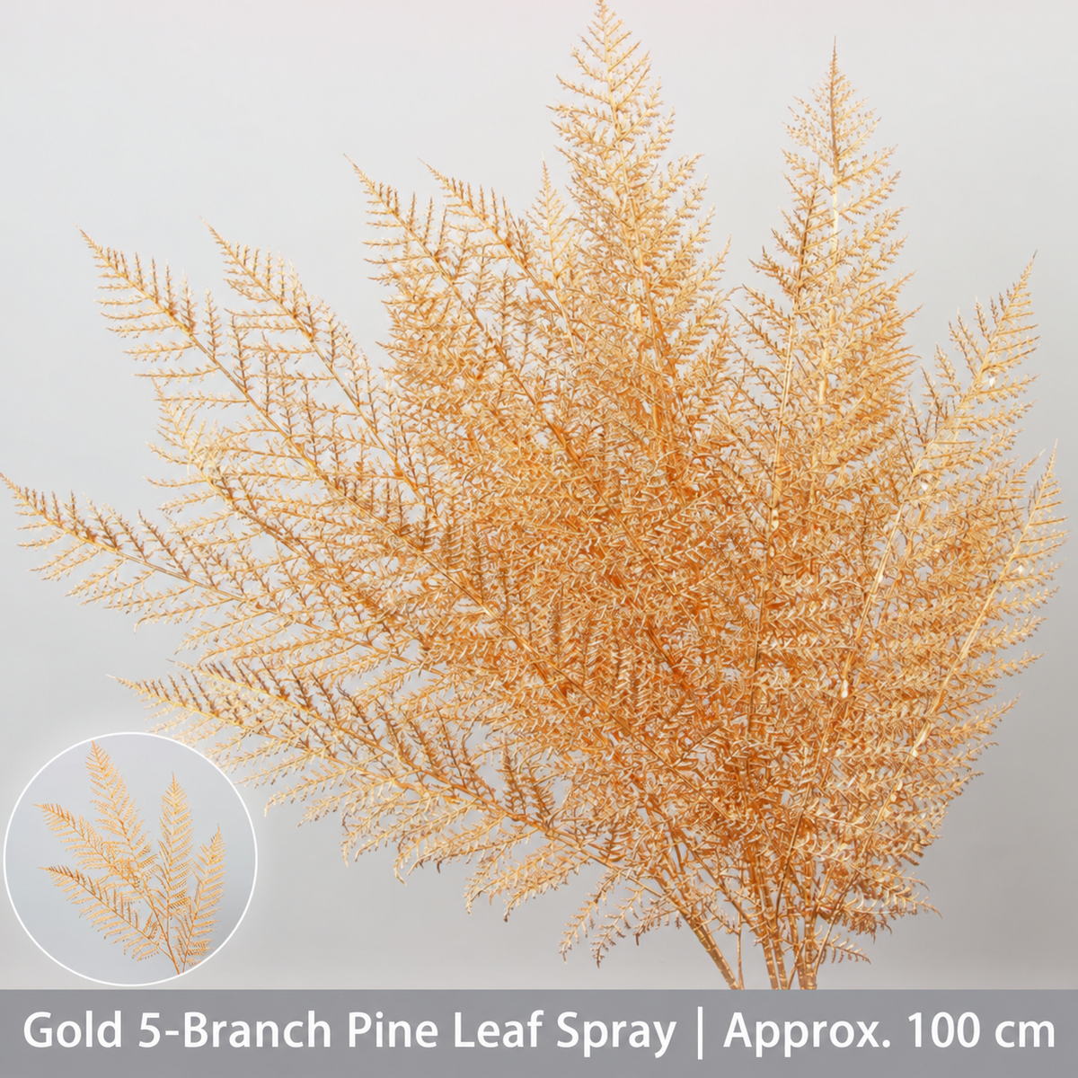 Gold 5-Branch Pine Leaf Spray | Approx. 100 cm artificial holiday floral decoration by Sunvale Living