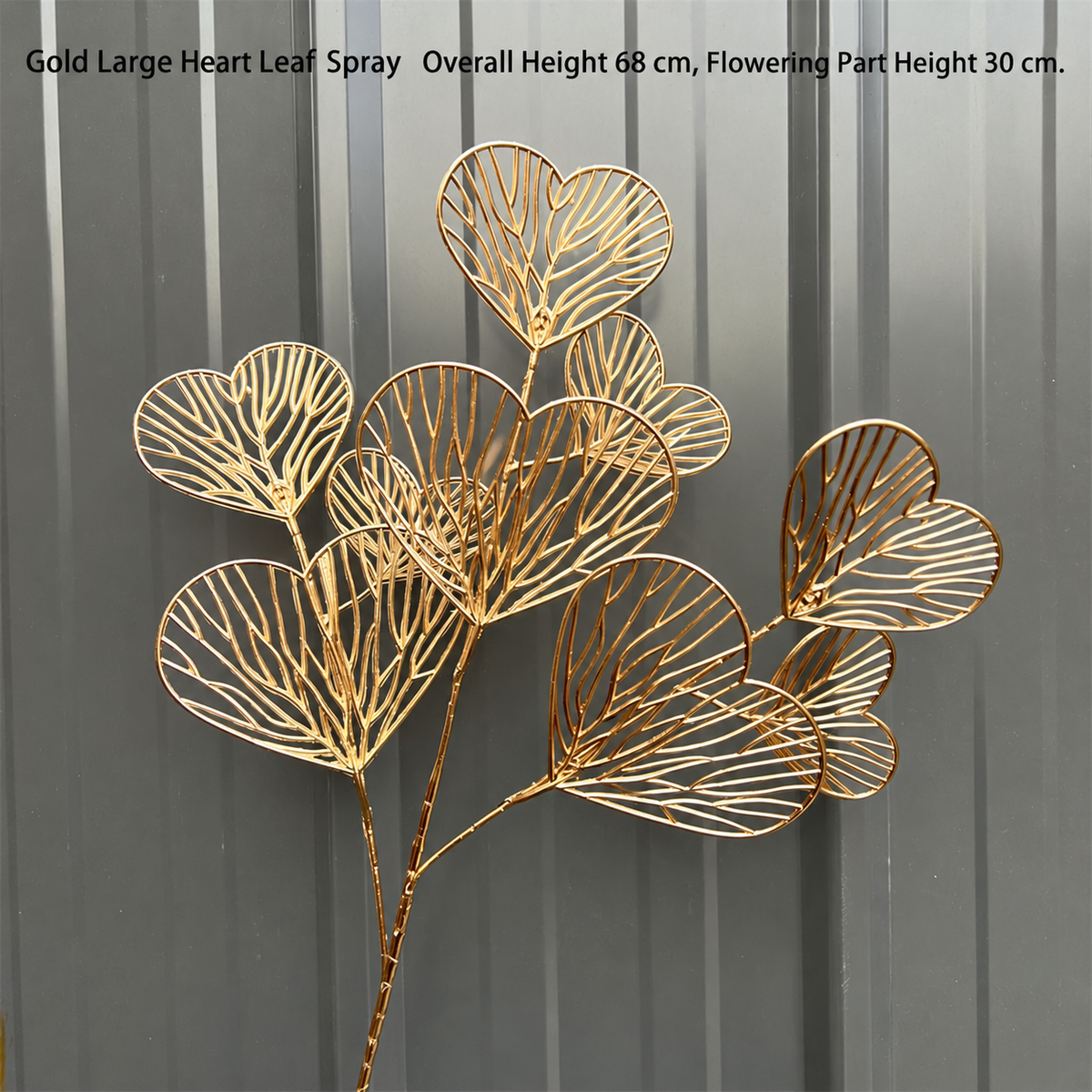 Gold Large Heart Leaf Spray – 68 cm | Overall Height 68 cm | Flowering Part Height 30 cm artificial holiday floral decoration by Sunvale Living