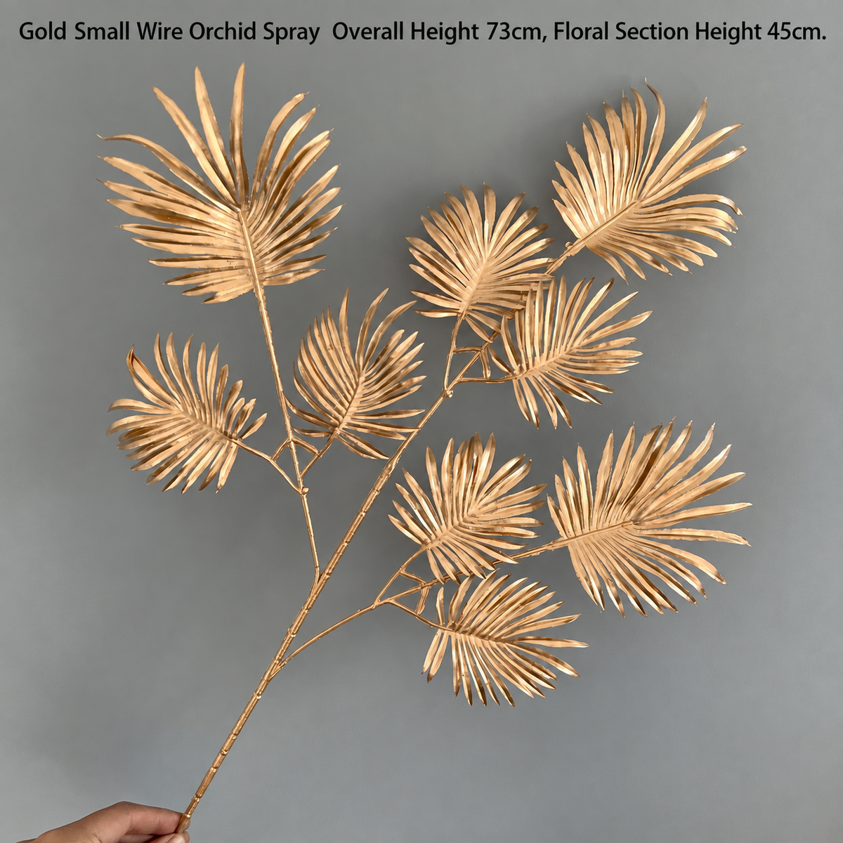 Gold Small Wire Orchid Spray | Overall Height 73 cm | Floral Section Height 45 cm artificial holiday floral decoration by Sunvale Living