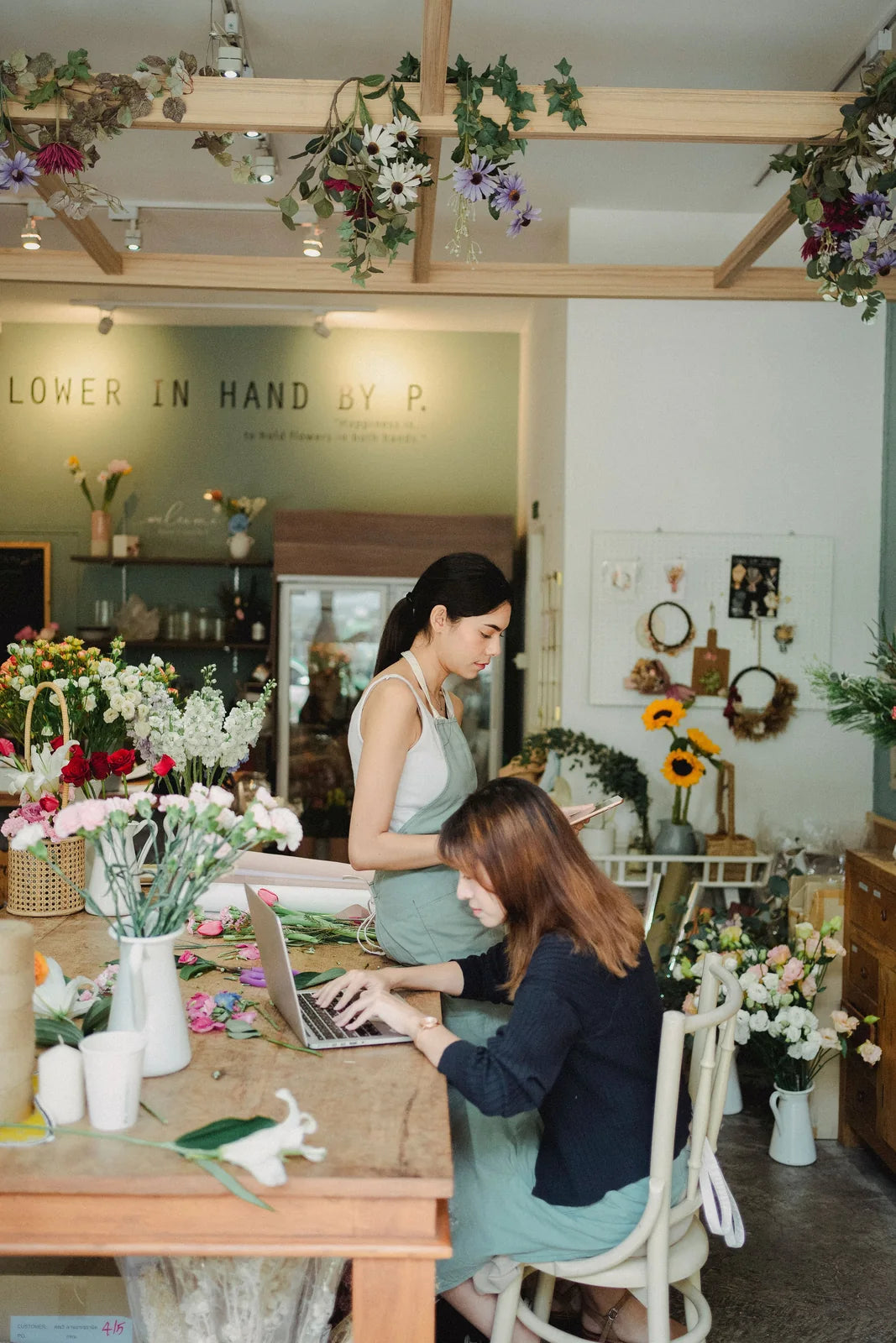 Floral workbench reference for a product sourcing discussion