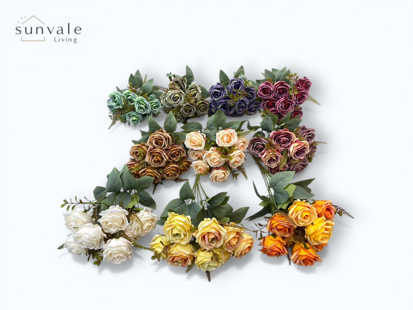 9-Head Autumn Grace Shrub Rose Bush Bouquet