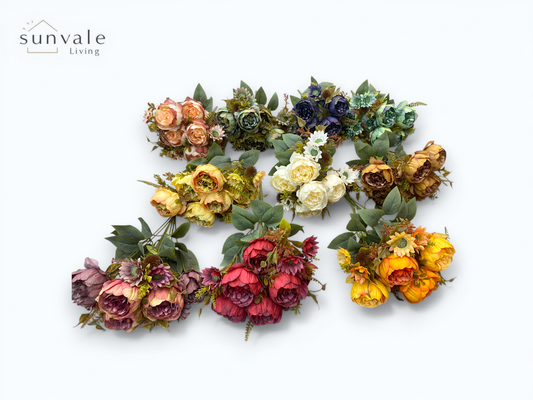9-Head Autumn Breeze Peony Bush Bouquet