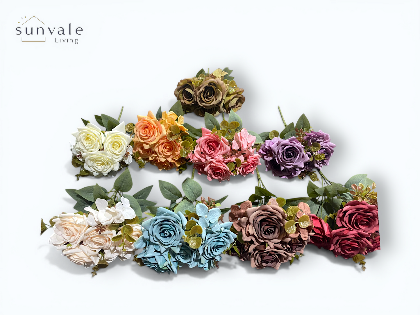 7-Head Antique Angular Rose Decorative Bush Bouquet