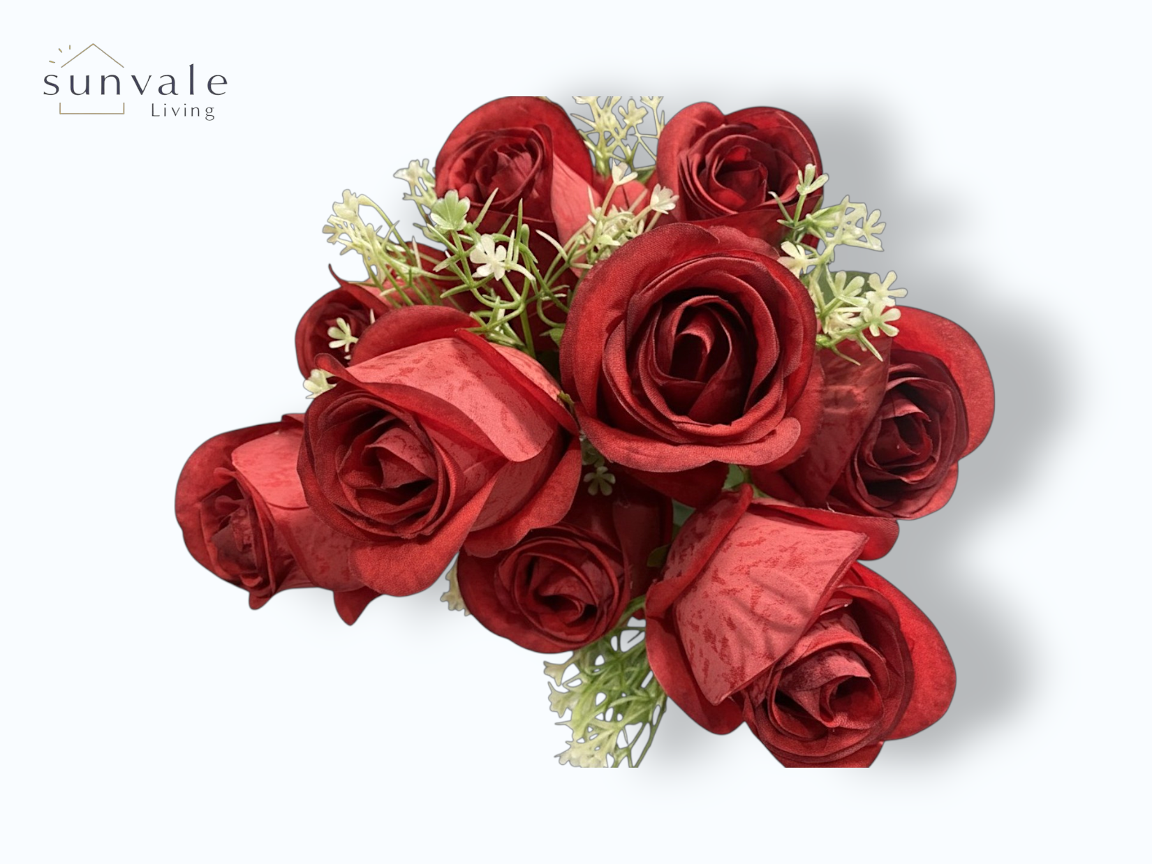 9-Head Antique Weathered Valentine Shrub Rose Bush Bouquet wholesale product image