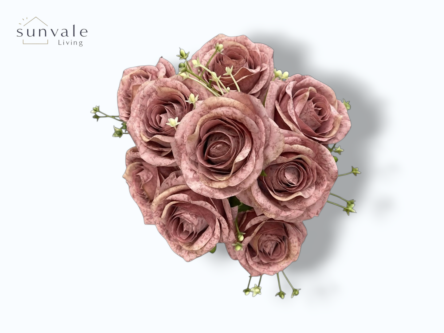 9-Head Antique Weathered Diamond Rose Bush Bouquet wholesale product image