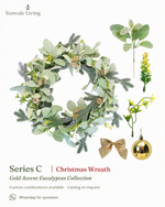 Gold Accent Eucalyptus Christmas Wreath Sunvale Living wholesale Christmas wreath brand poster