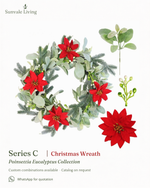 Poinsettia Eucalyptus Christmas Wreath Sunvale Living wholesale Christmas wreath brand poster