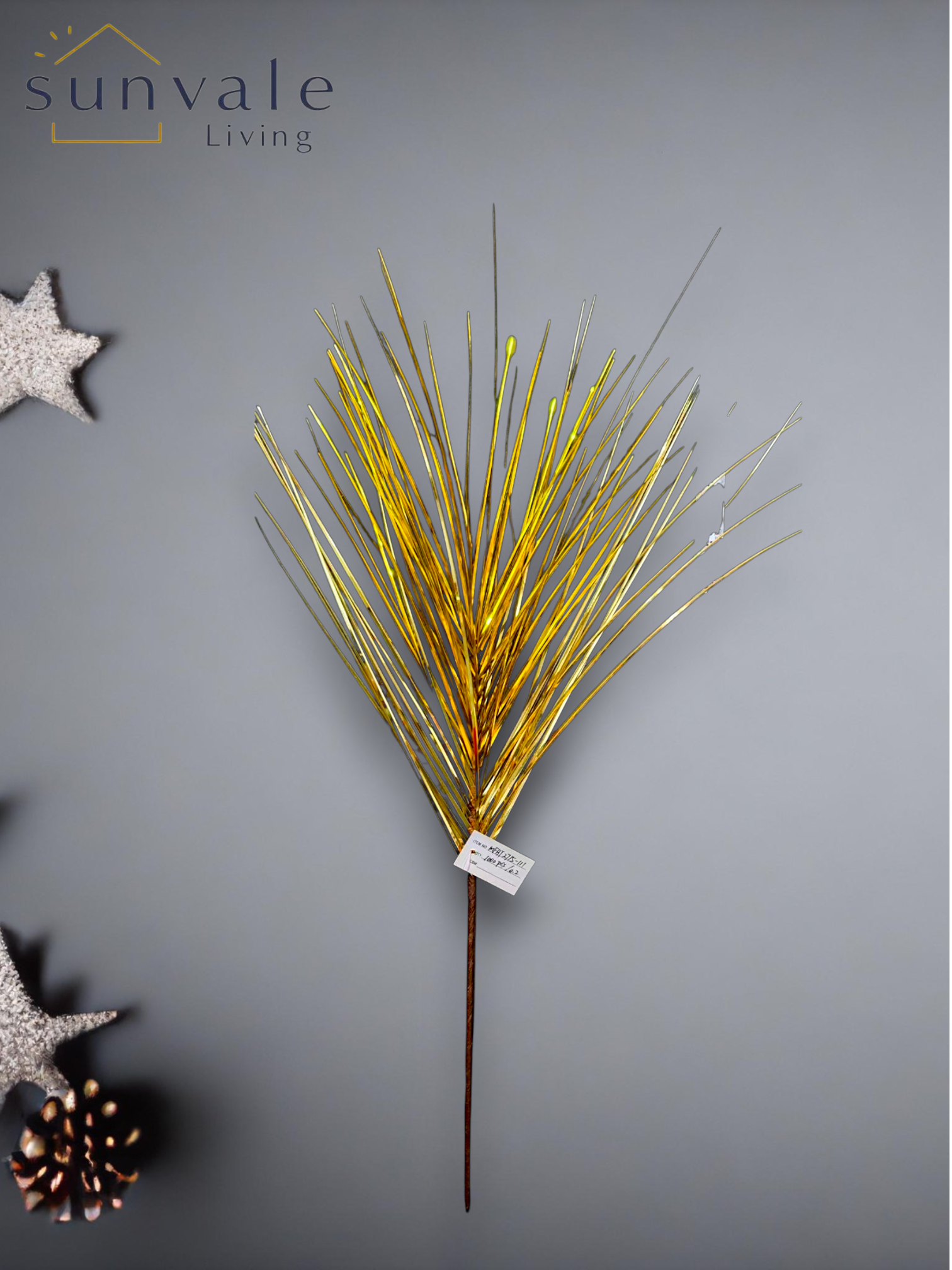 Gold metallic twig fan artificial holiday decoration spray by Sunvale Living