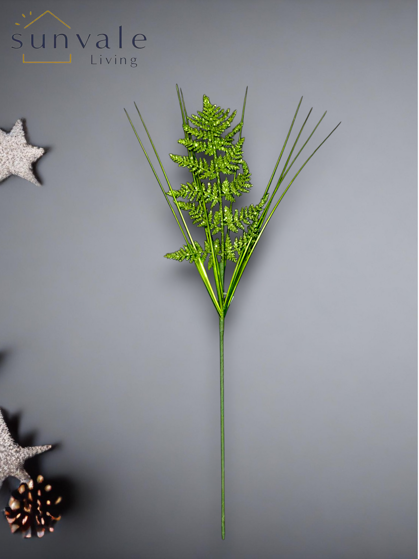 Green fern and wire artificial holiday decoration spray by Sunvale Living