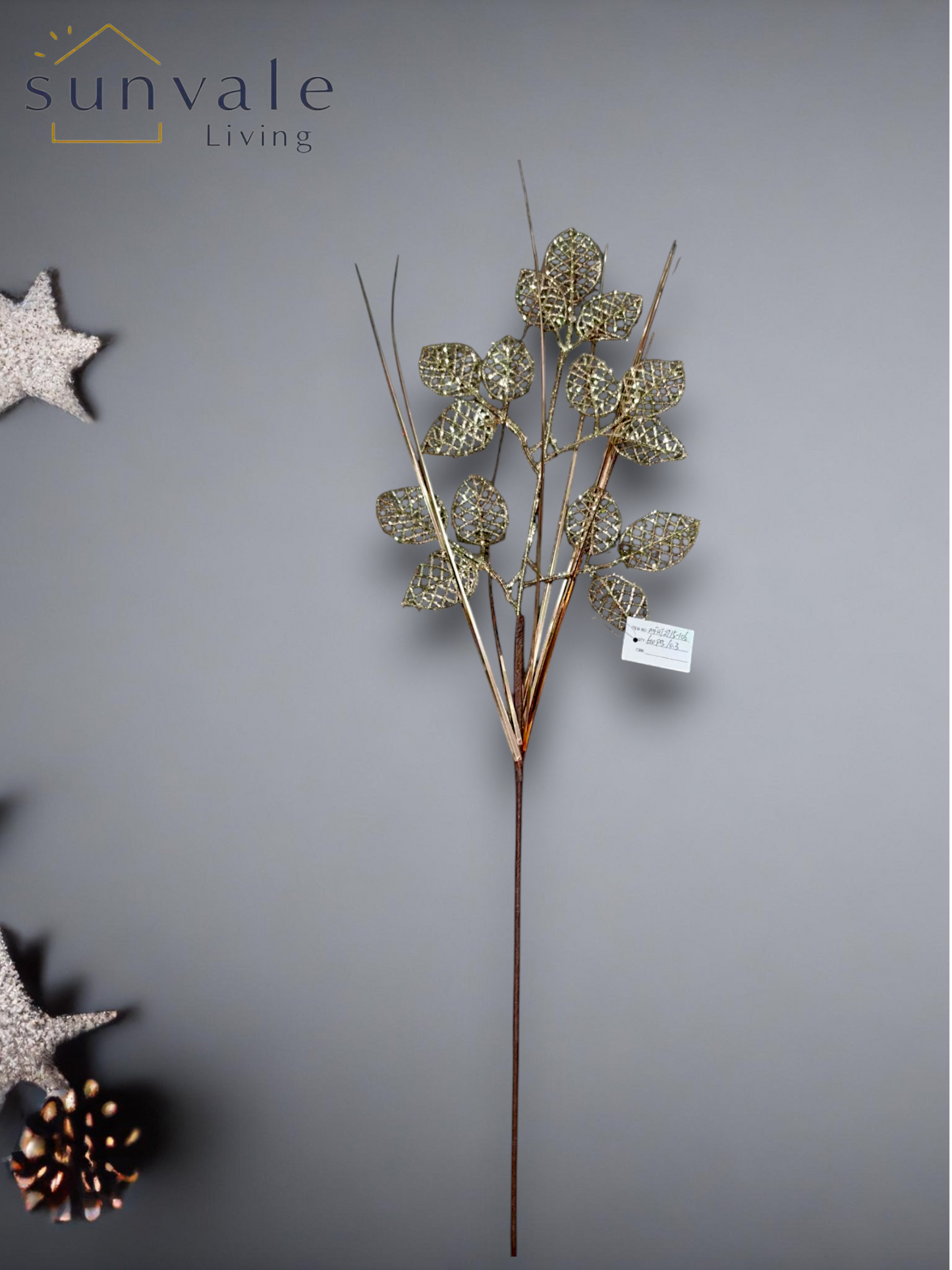 Champagne glitter berry branch artificial holiday decoration spray by Sunvale Living