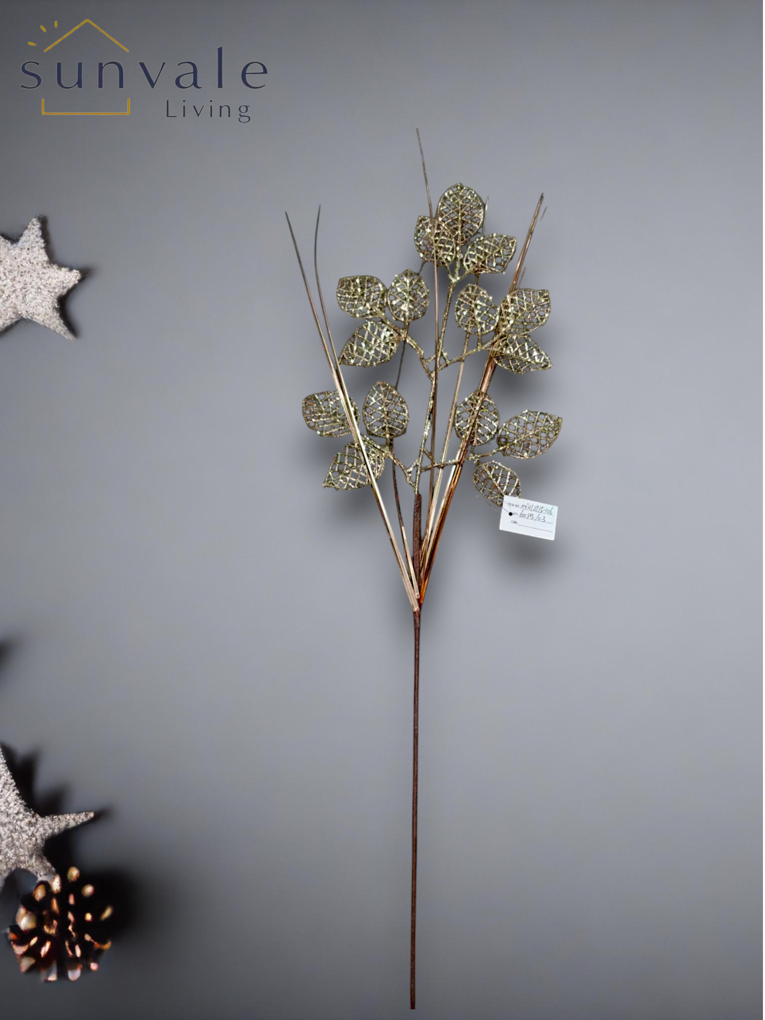 Champagne glitter berry branch artificial holiday decoration spray by Sunvale Living