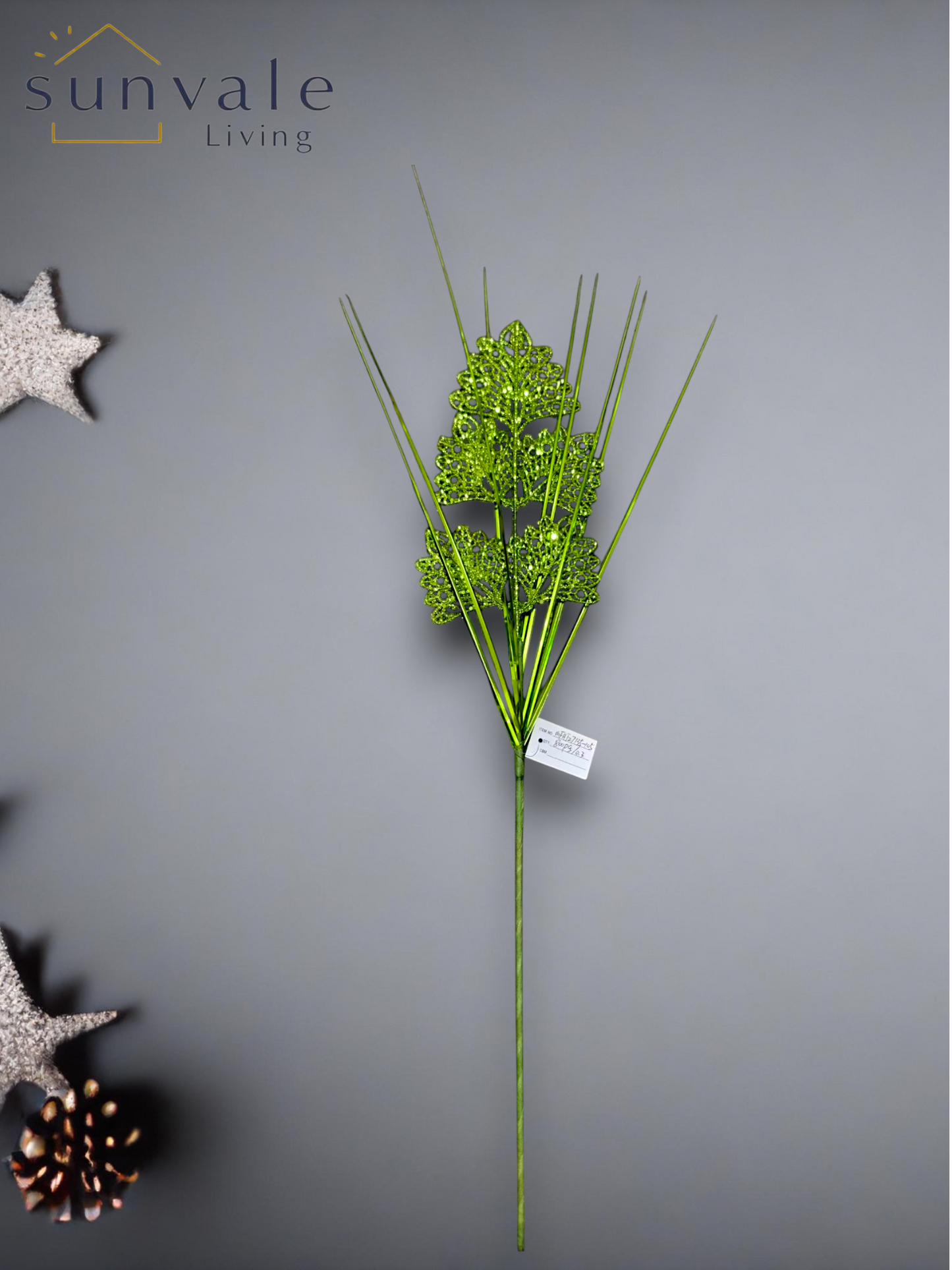 Green beaded grass artificial holiday decoration spray by Sunvale Living