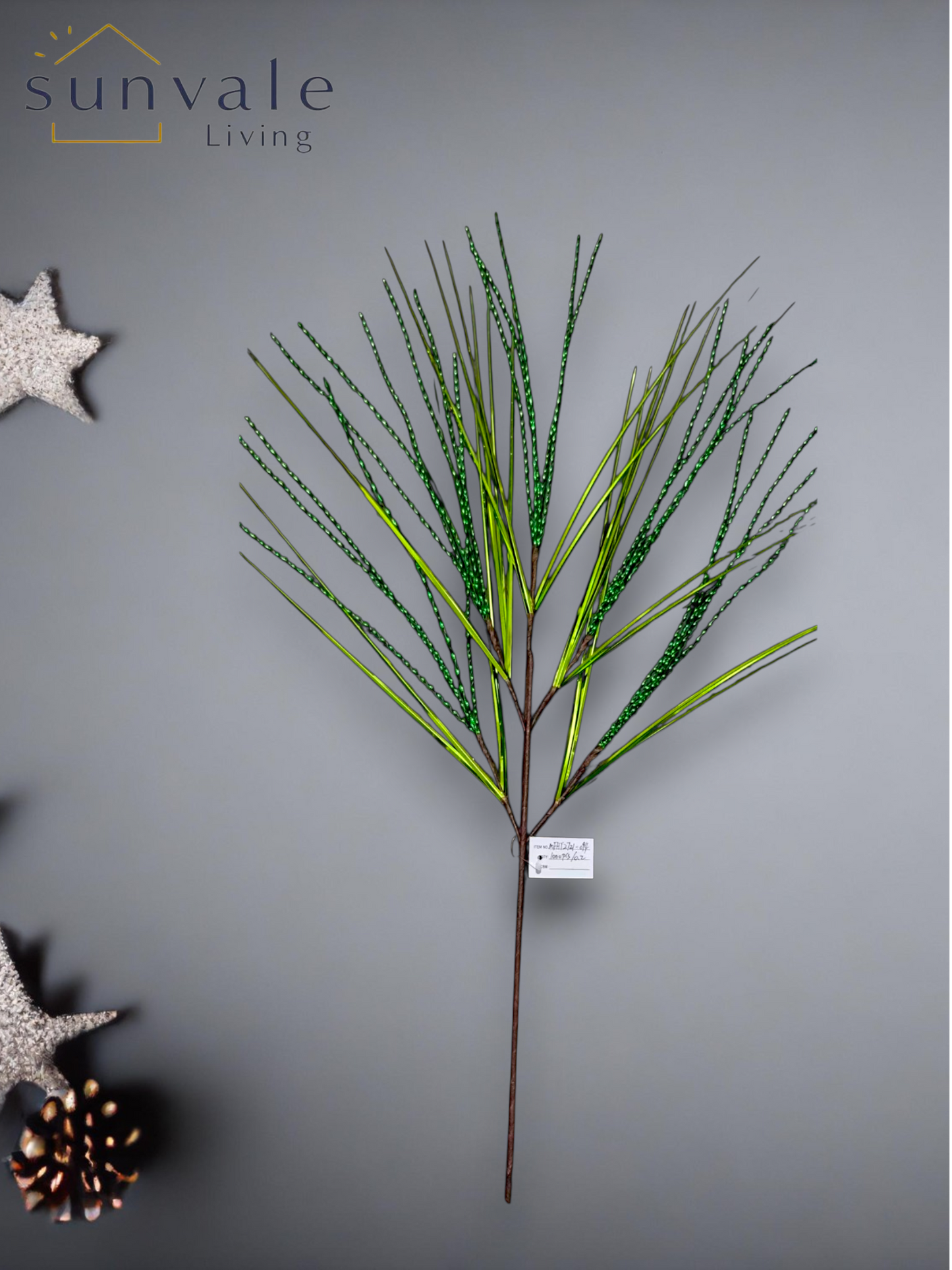 Green pine needle artificial holiday decoration spray by Sunvale Living