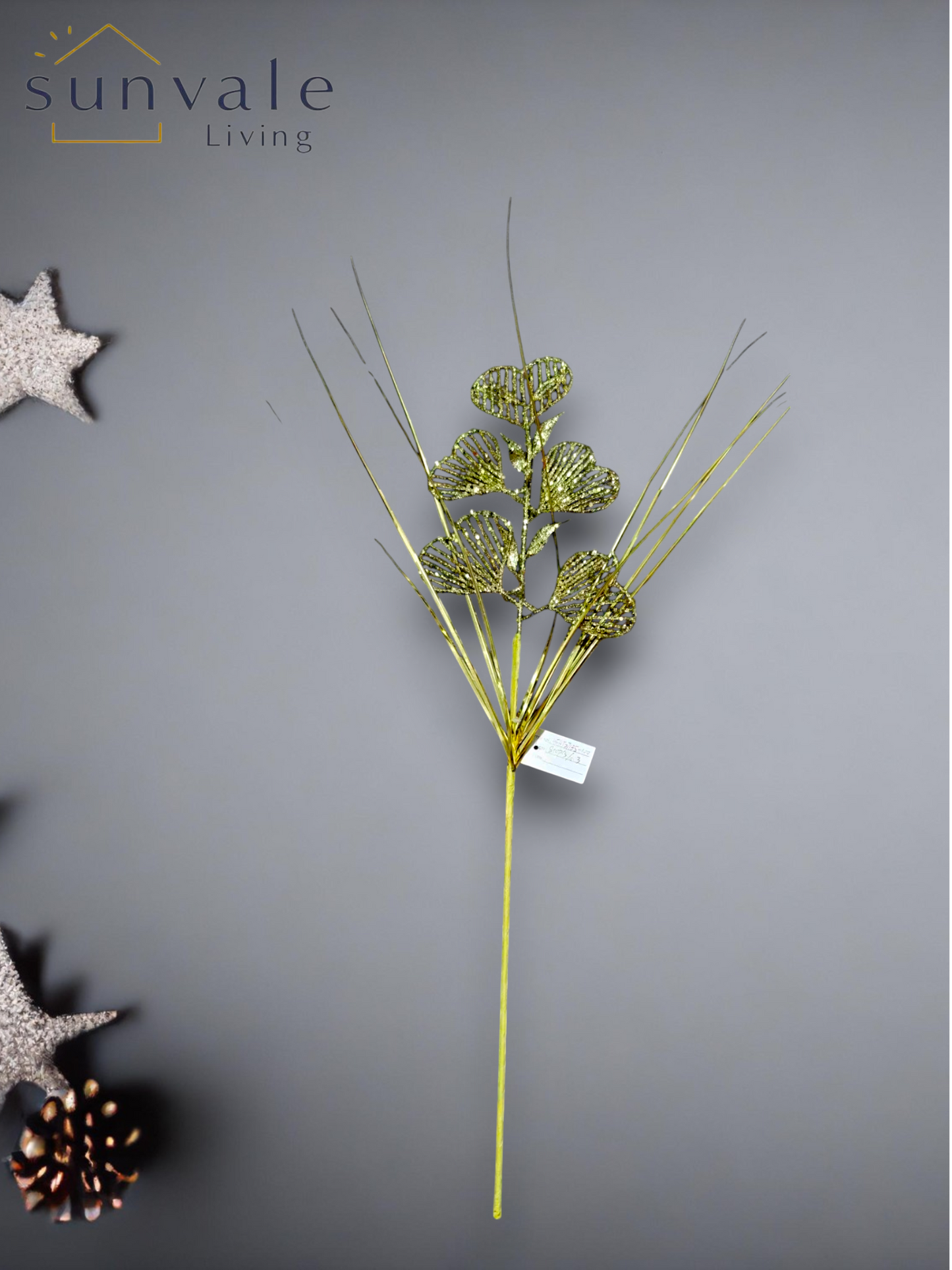 Gold berry twig artificial holiday decoration spray by Sunvale Living