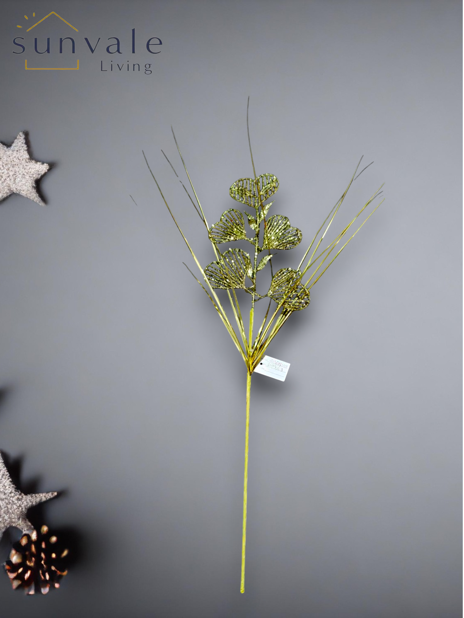 Gold berry twig artificial holiday decoration spray by Sunvale Living