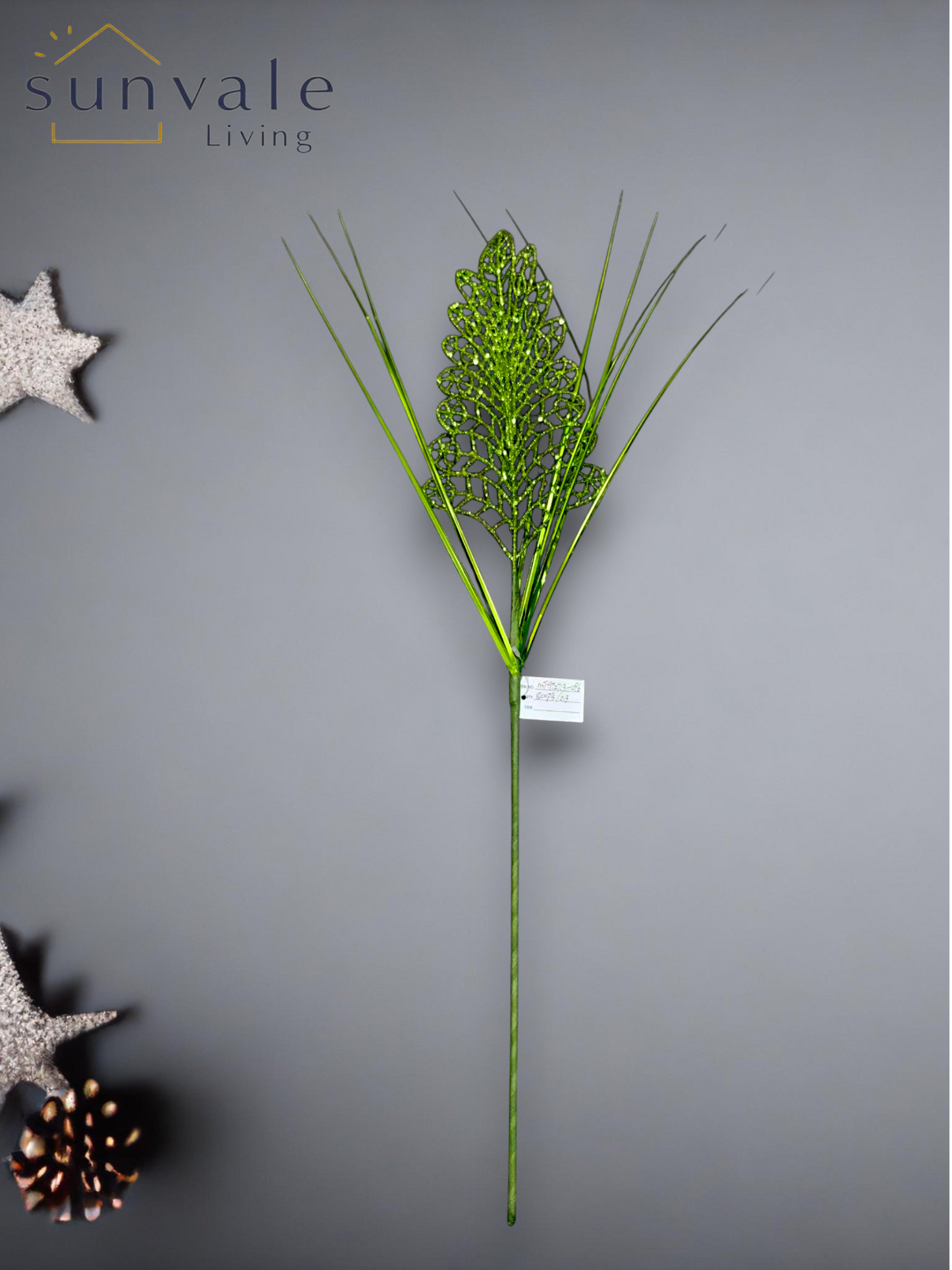 Green glitter fern leaf artificial holiday decoration spray by Sunvale Living