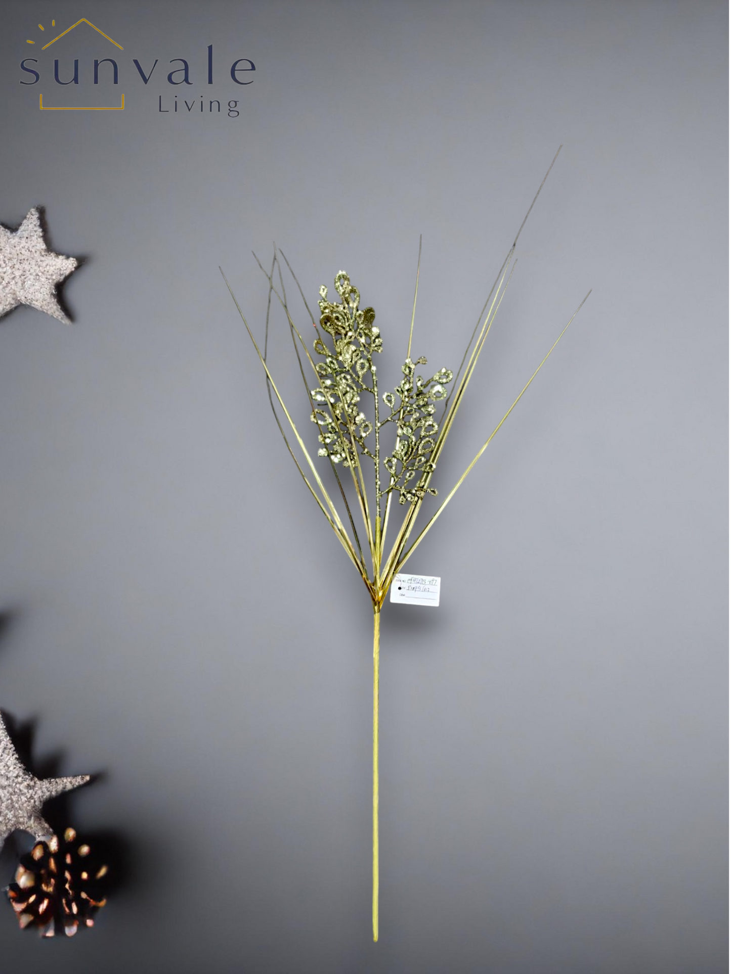 Champagne snow berry branch artificial holiday decoration spray by Sunvale Living