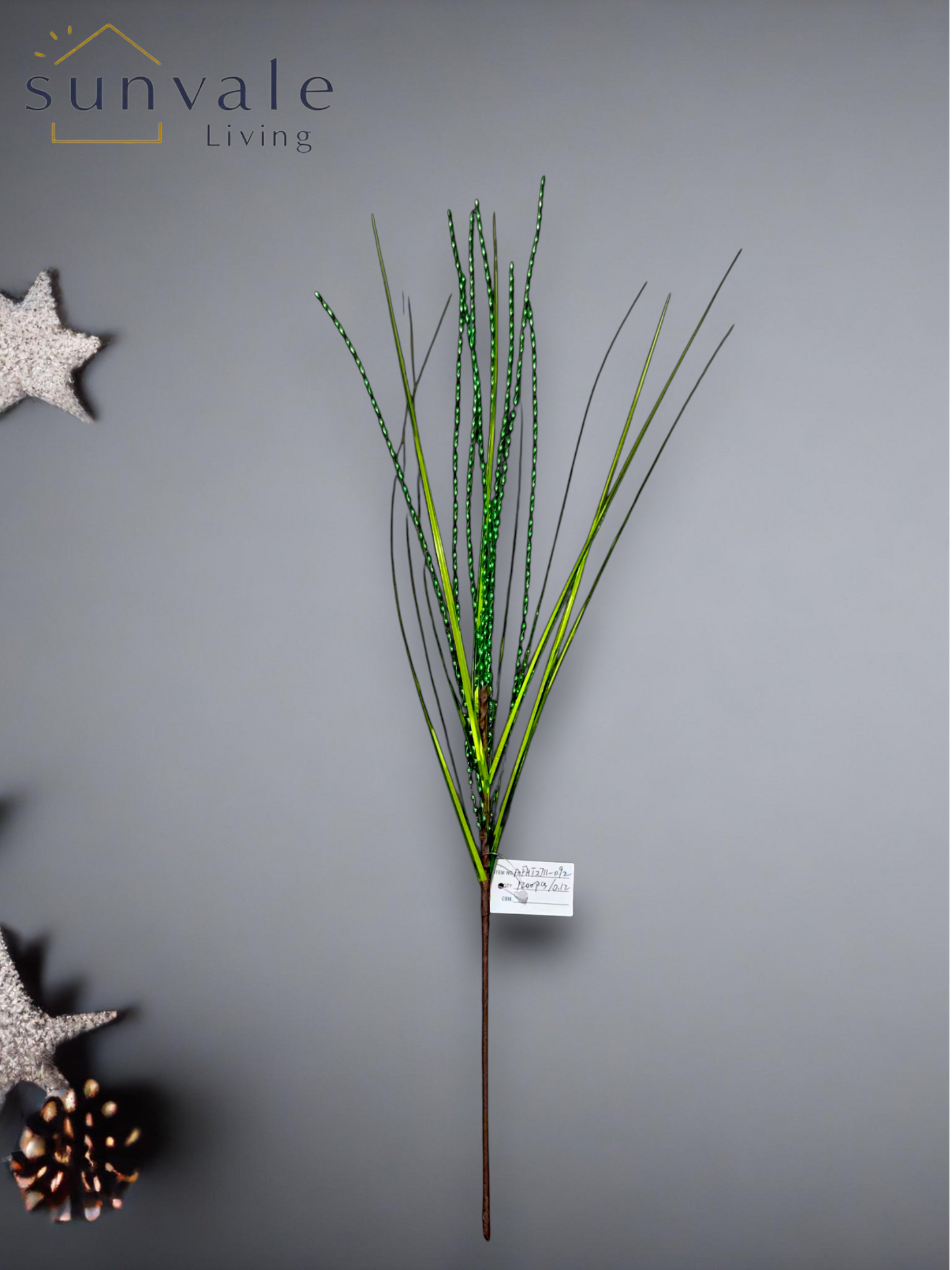 Green metallic grass artificial holiday decoration spray by Sunvale Living