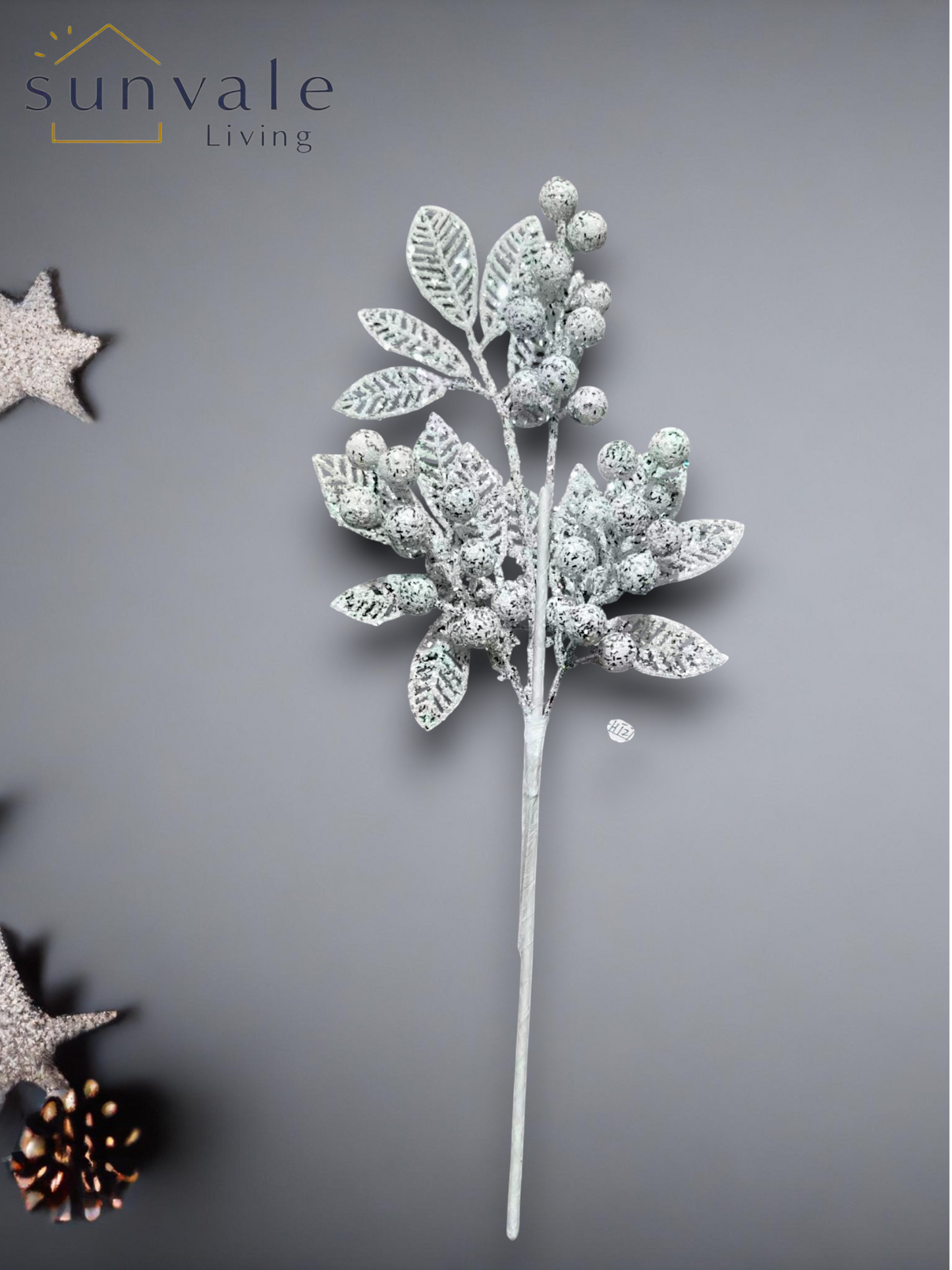 White frosted berry leaf artificial holiday decoration spray by Sunvale Living