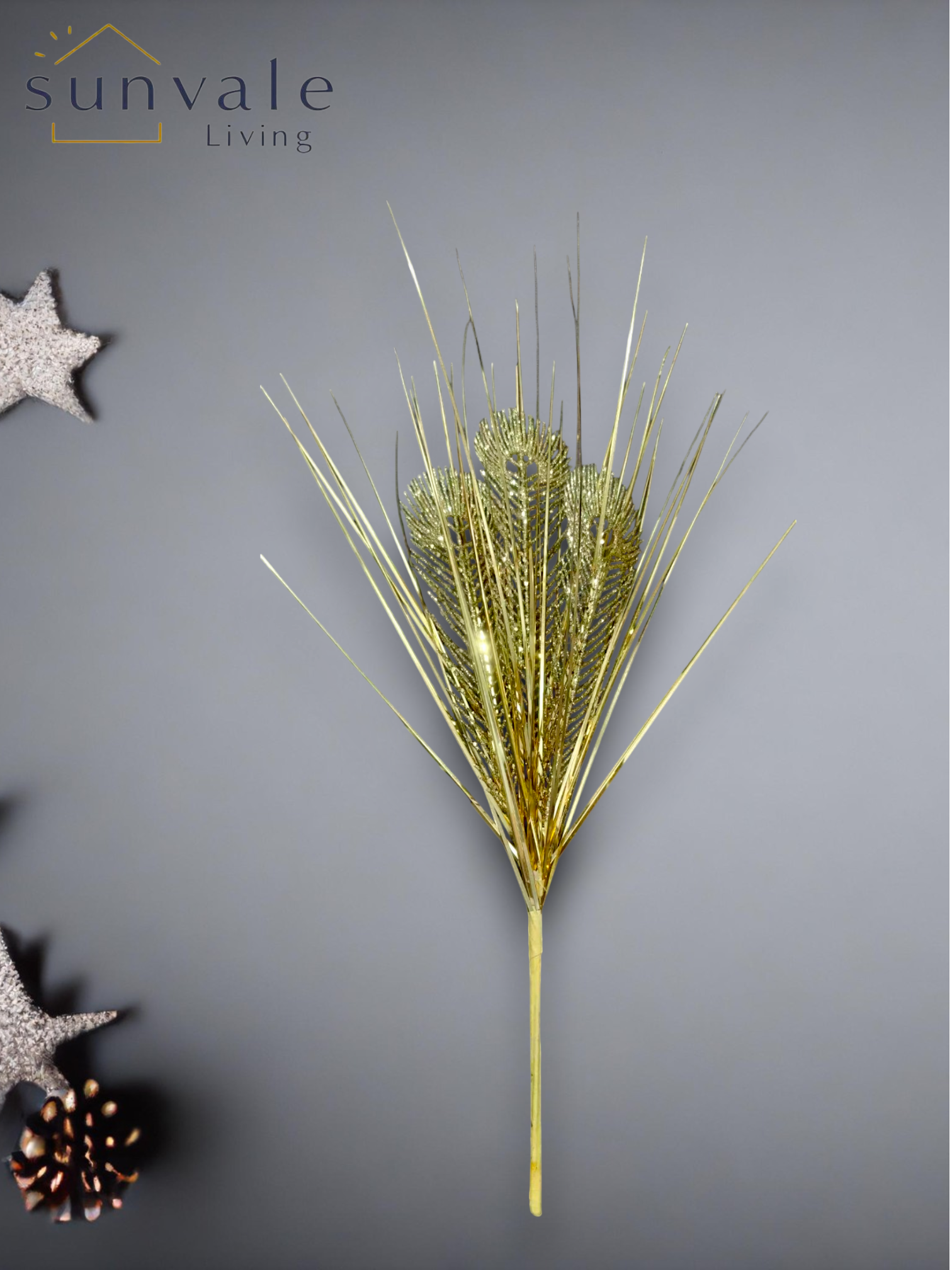 Gold glitter grass artificial holiday decoration spray by Sunvale Living