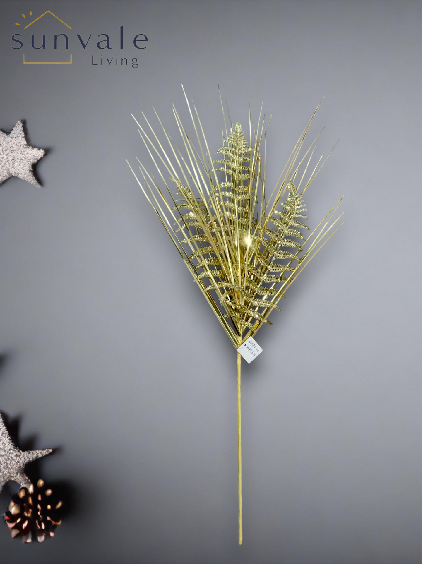 Gold glitter fern artificial holiday decoration spray by Sunvale Living