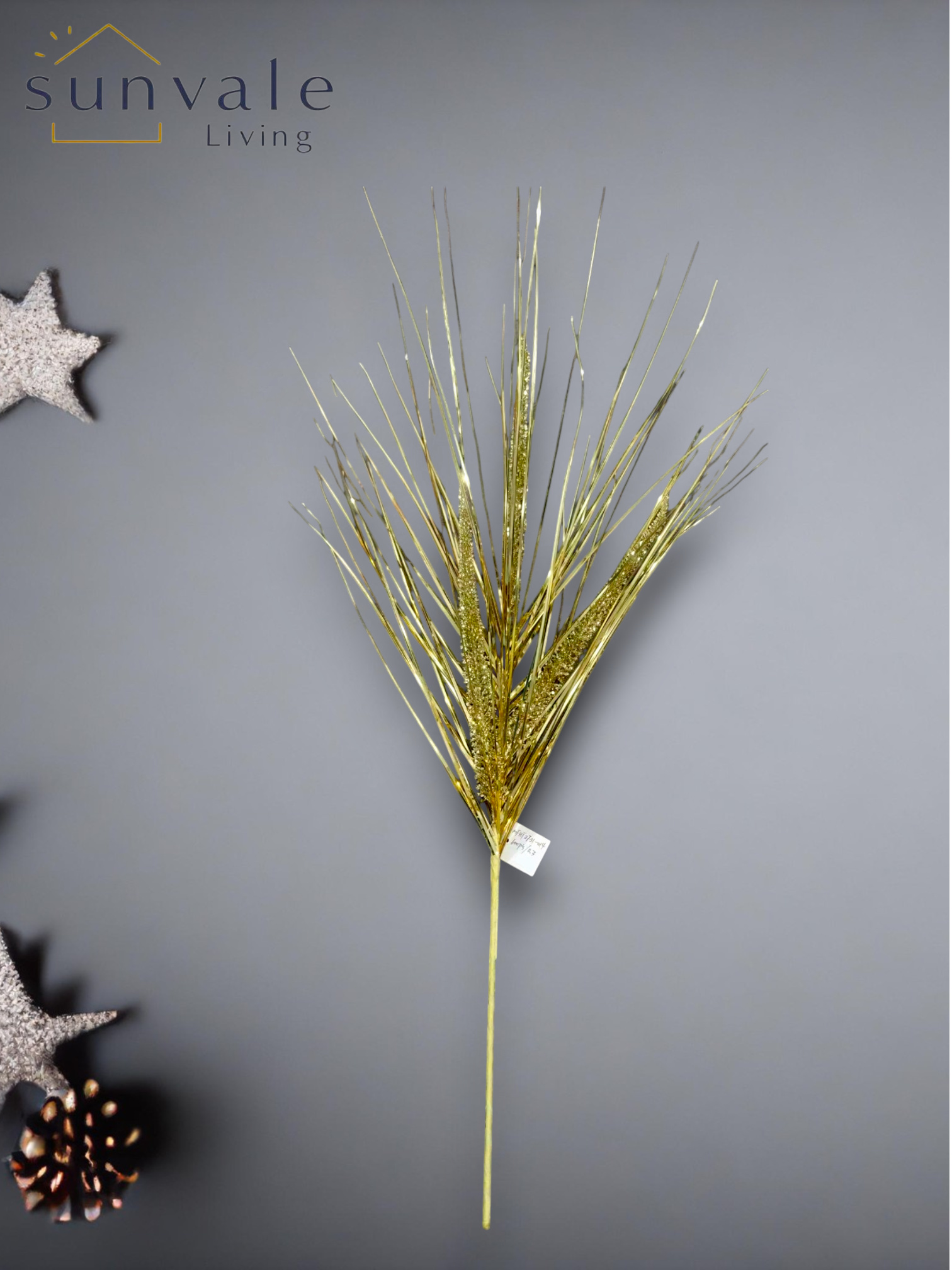 Gold metallic twig fan artificial holiday decoration spray by Sunvale Living