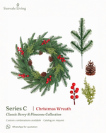 Classic Berry & Pinecone Christmas Wreath Sunvale Living wholesale Christmas wreath brand poster