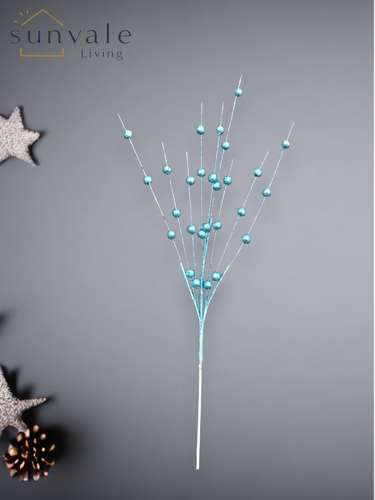 Festive Shimmering Blue Bead Sprig wholesale product image