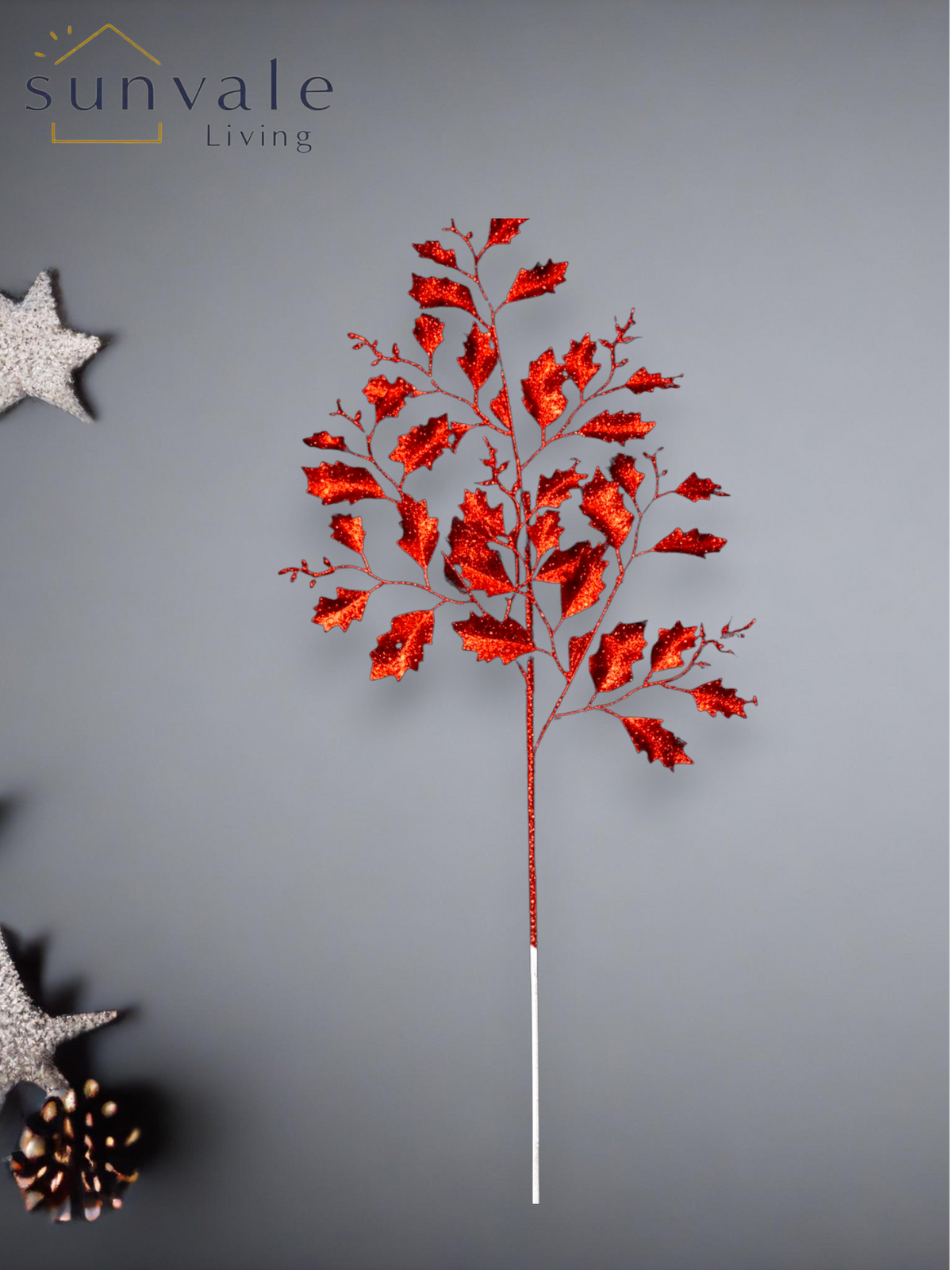 Festive Crimson Holly Leaf Spray wholesale product image