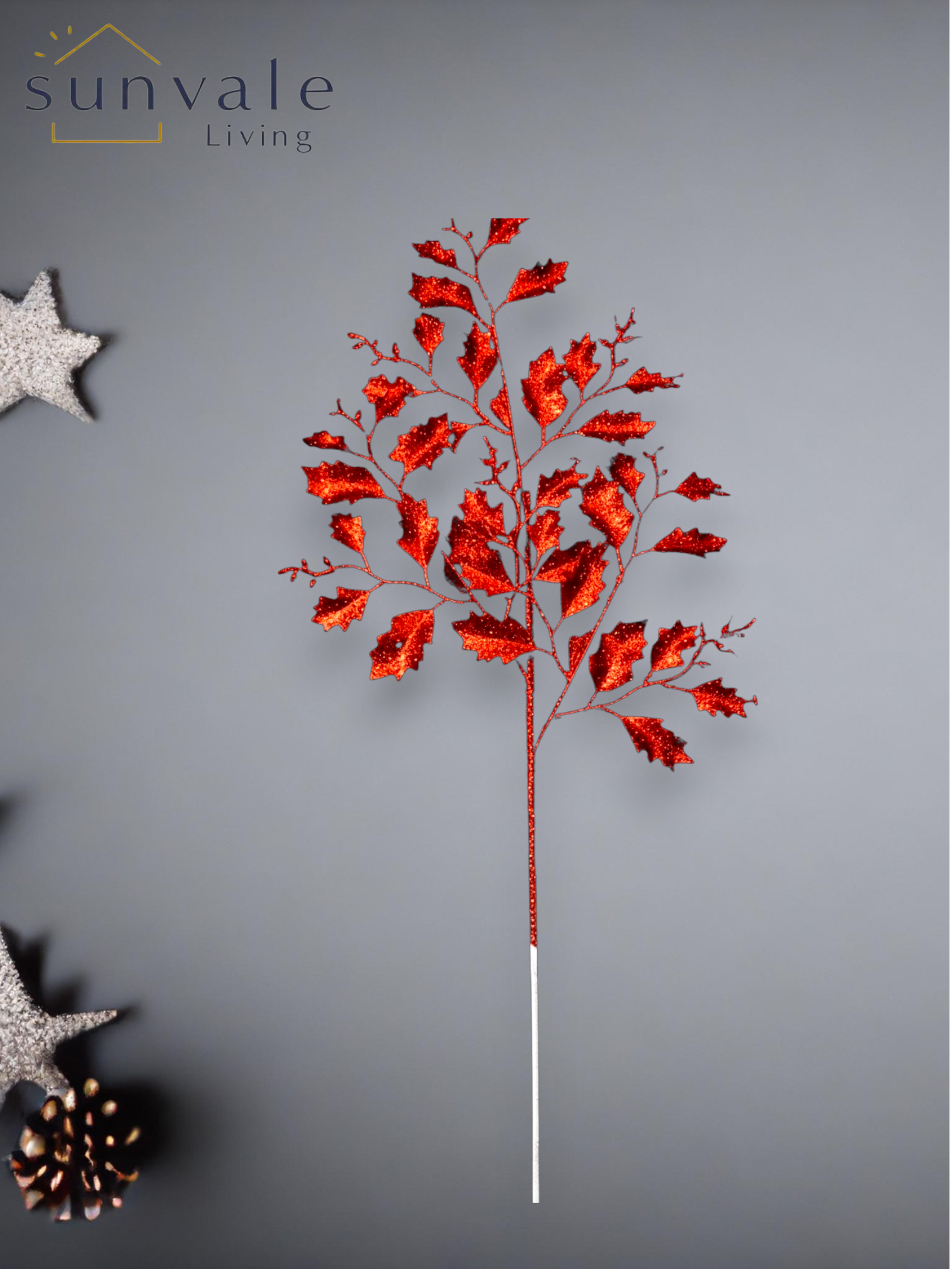 Festive Crimson Holly Leaf Spray wholesale product image