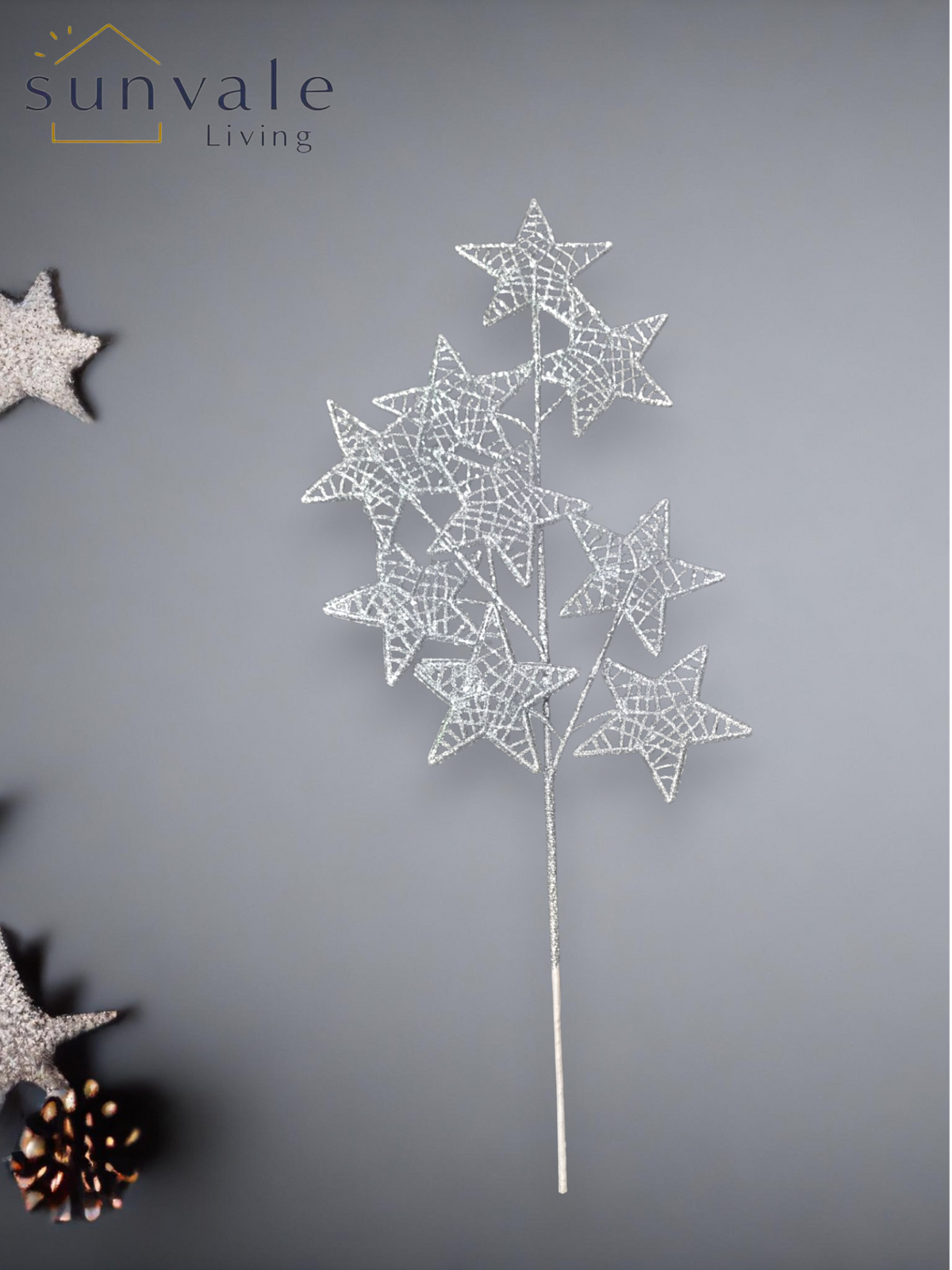 Festive Shimmering Silver Star Spray wholesale product image