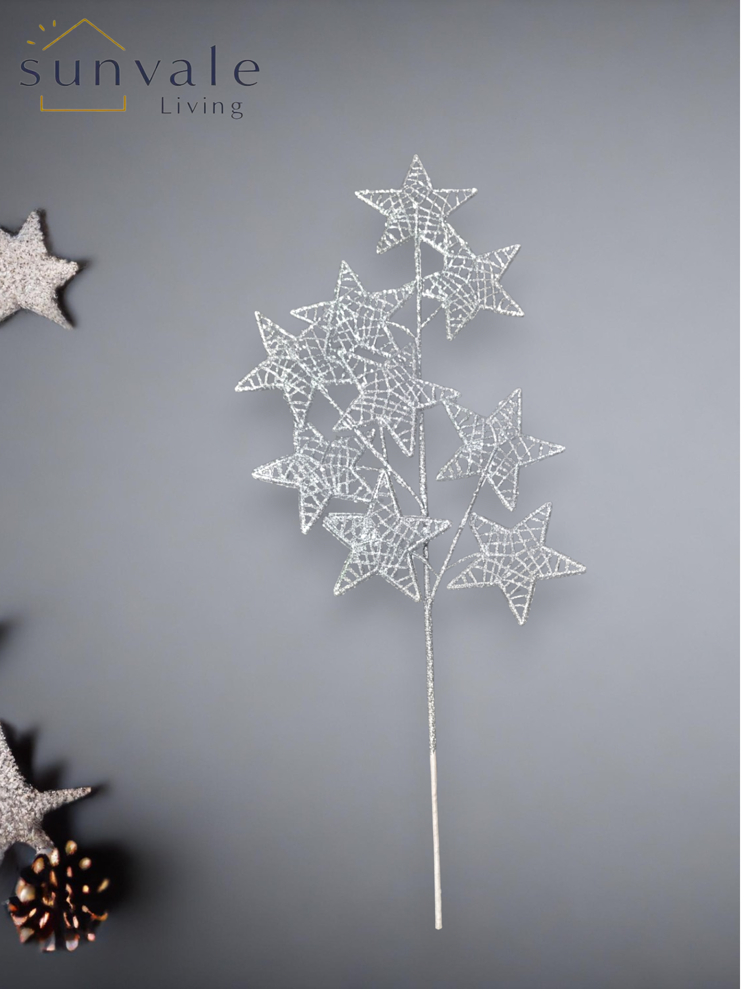 Festive Shimmering Silver Star Spray wholesale product image