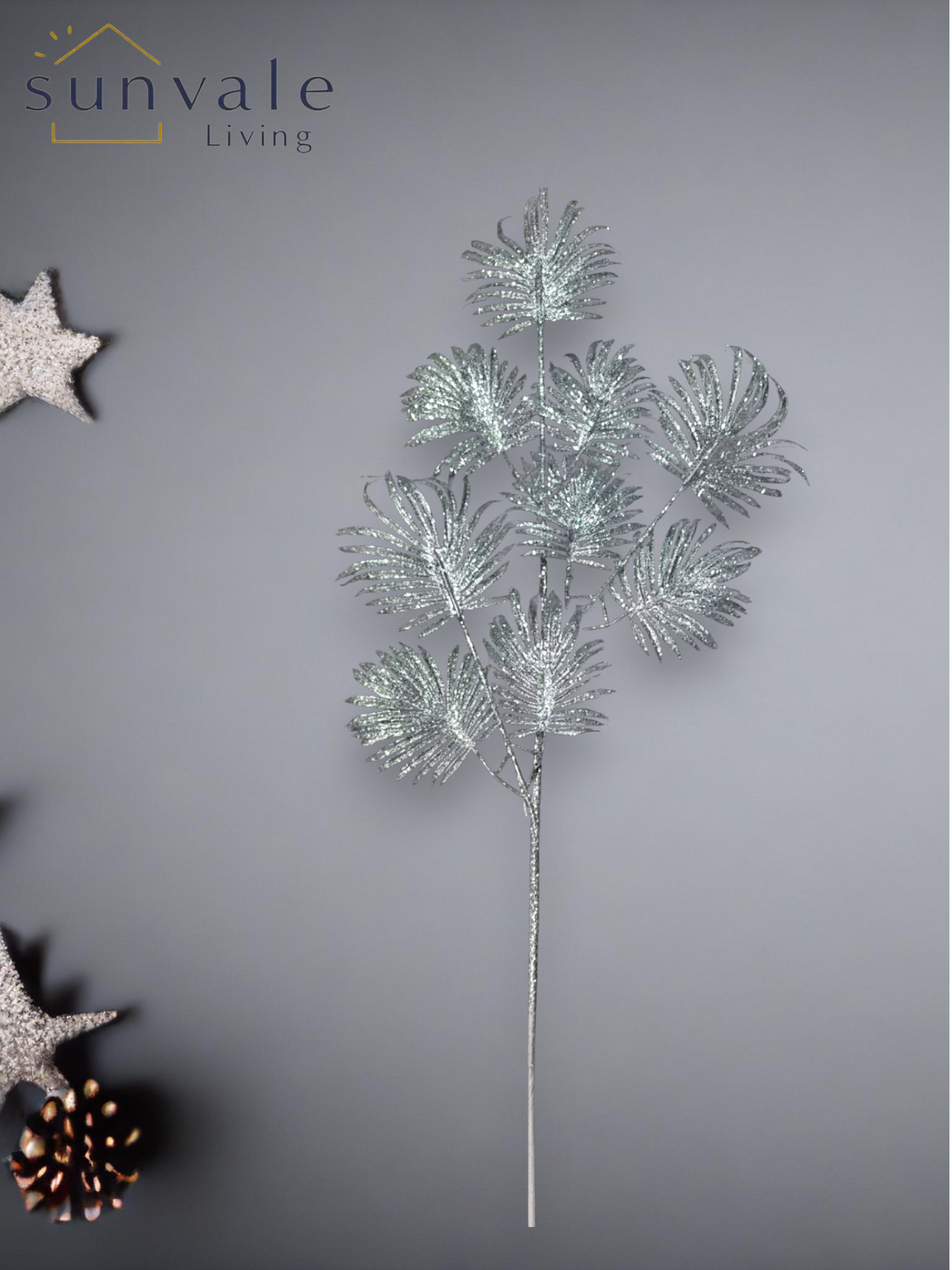 Festive Shimmering Silver Palm Spray wholesale product image