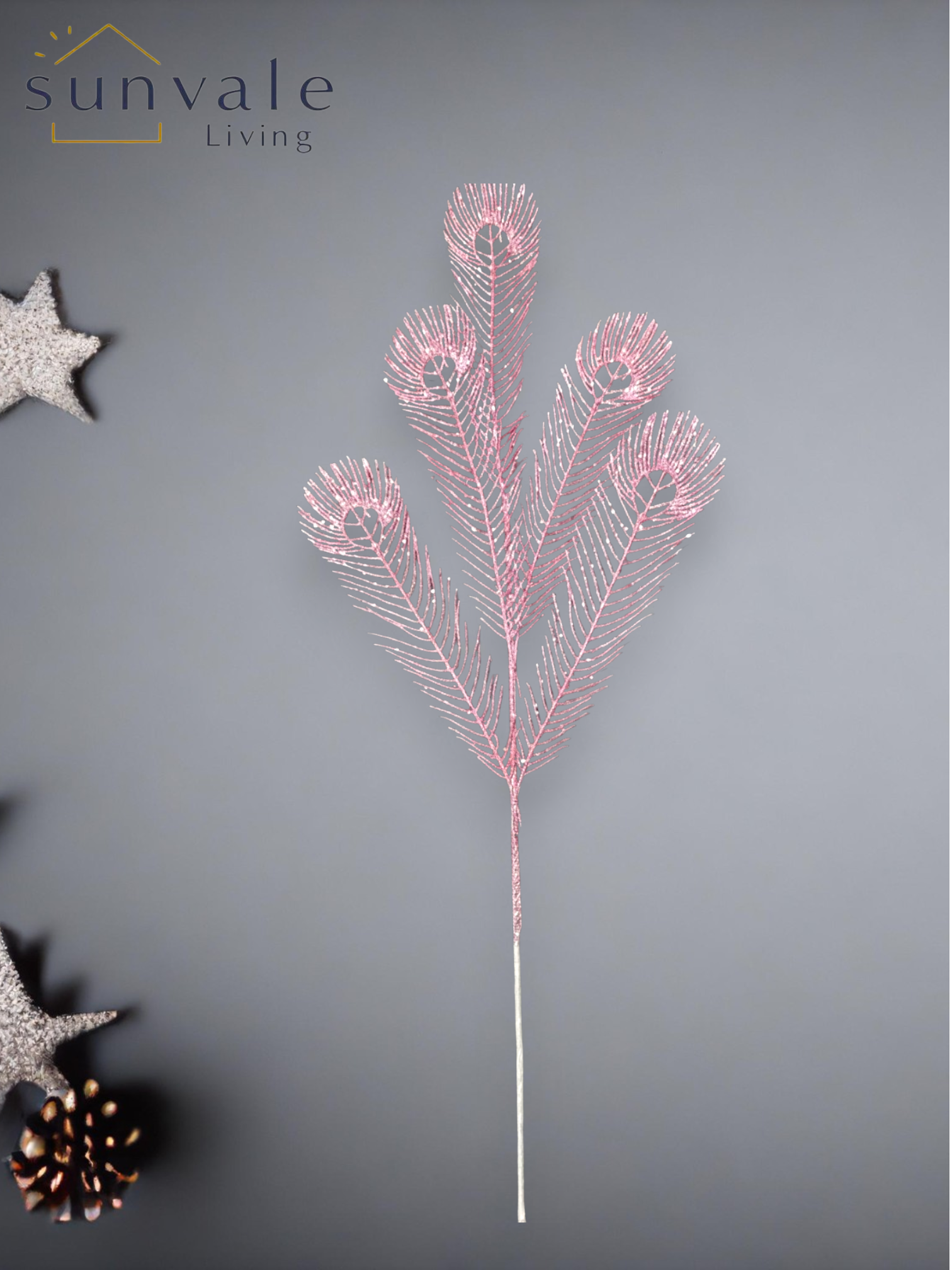 Romantic Blush Pink Glitter Peacock Plume Spray wholesale product image