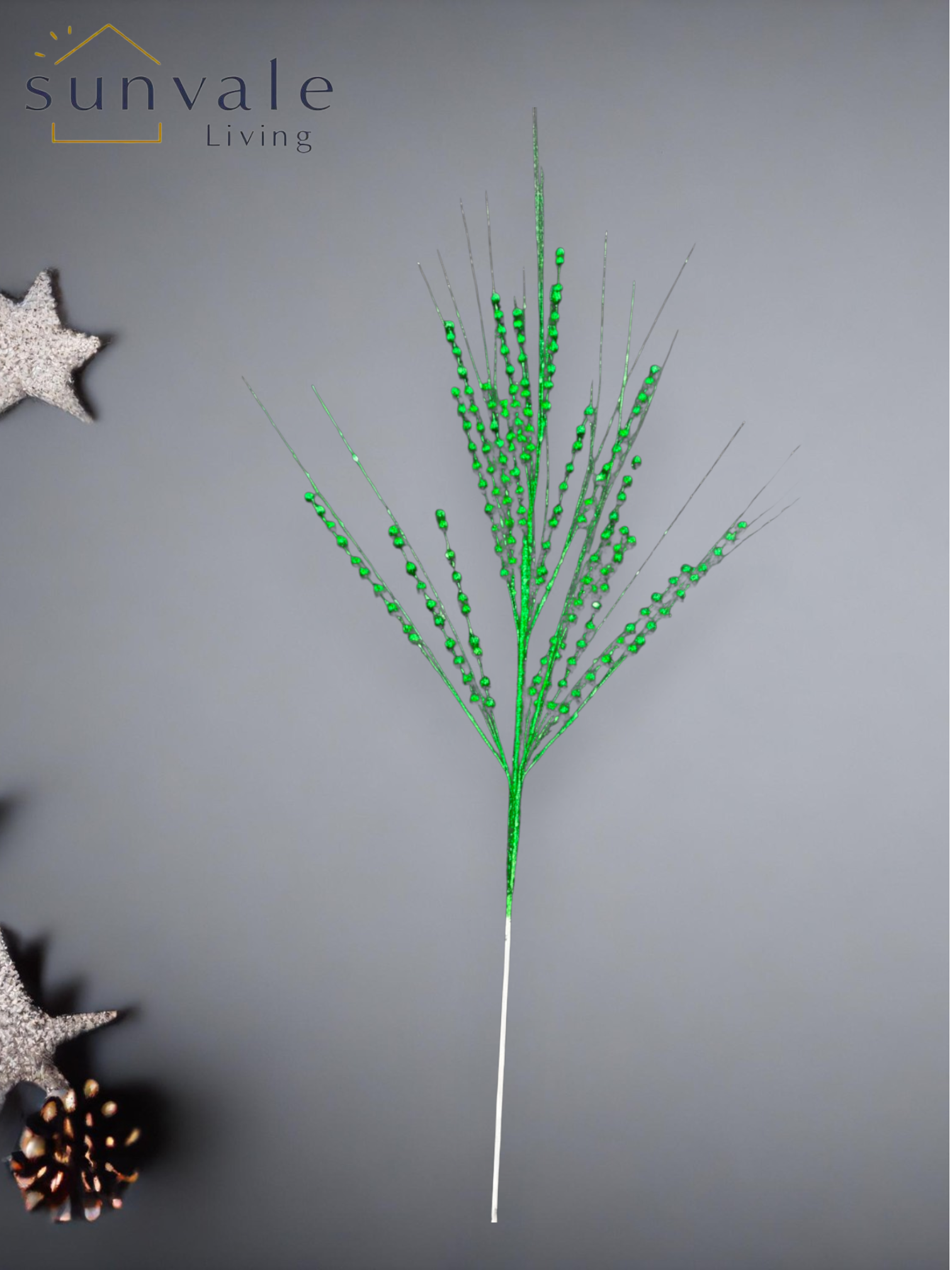 Festive Shimmering Emerald Beaded Spray wholesale product image