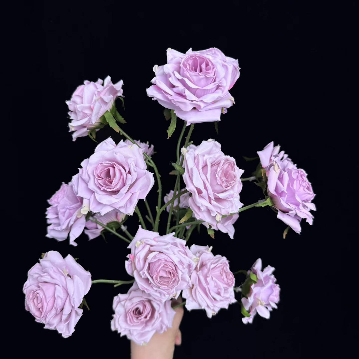 Artificial Burnt-Edge Spray Rose in Lavender