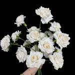 Artificial Burnt-Edge Spray Rose in Ivory
