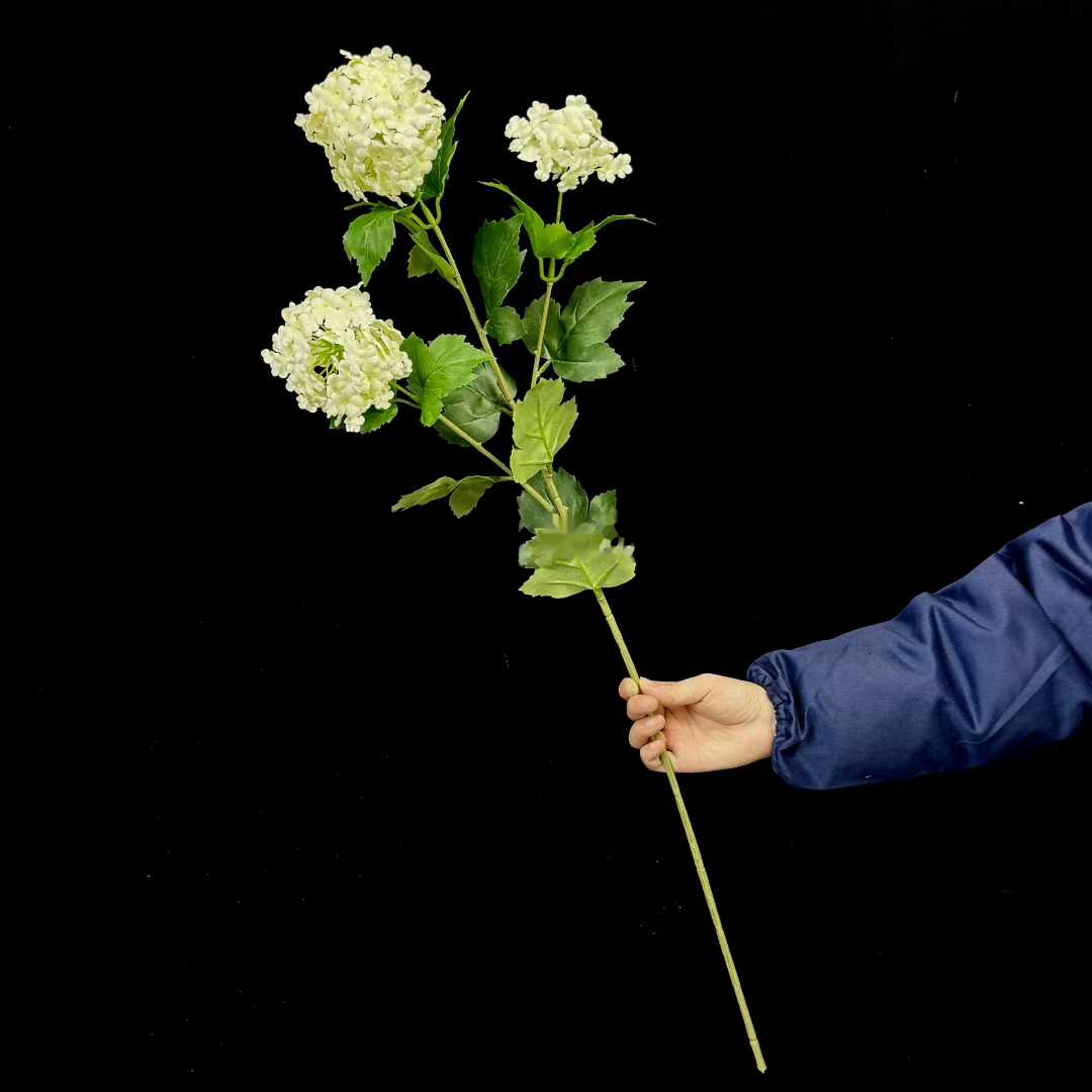 Artificial Snowball Viburnum Spray in Cream Green