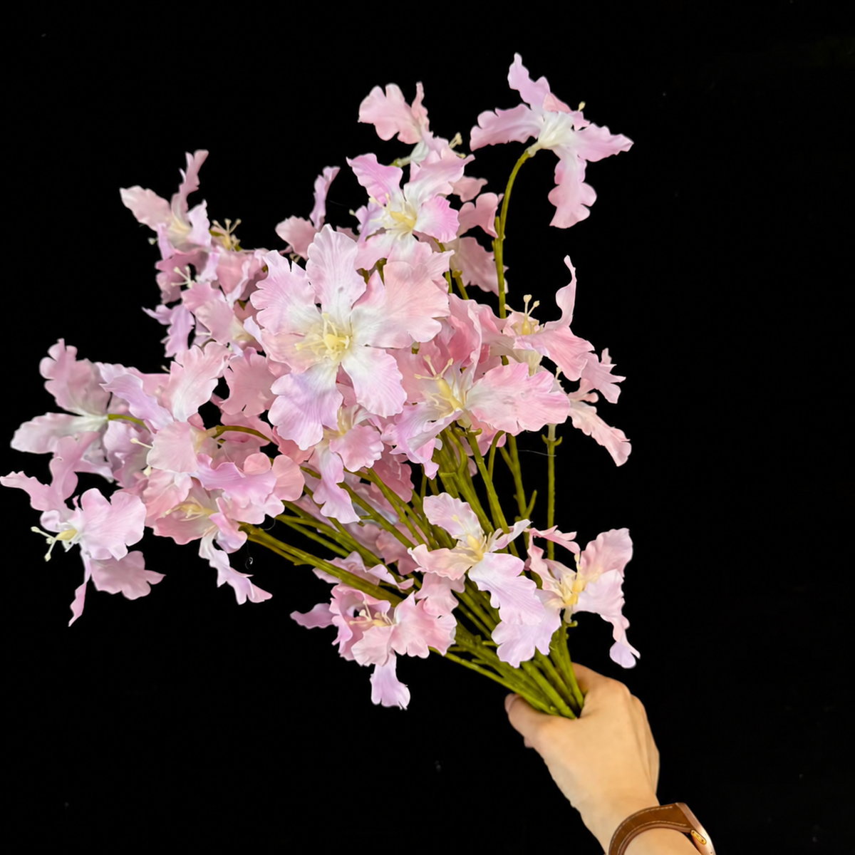 Artificial Ruffled Blossom Spray in Blush Pink
