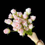 Artificial Spray Rose Bud Stem in Blush and Ivory