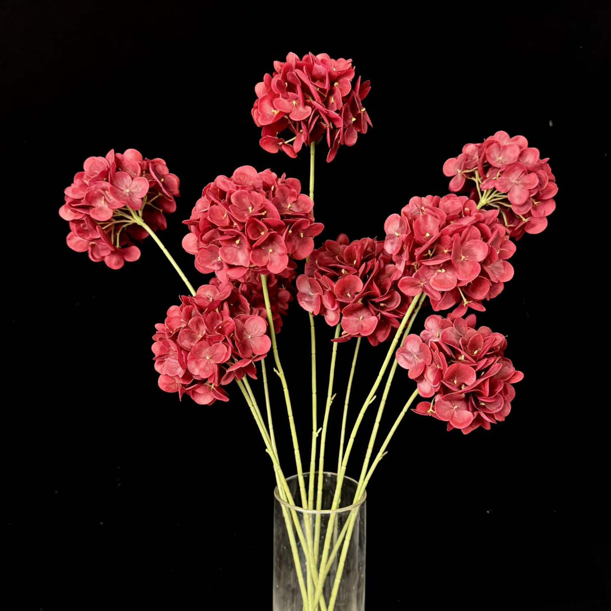 Artificial Double-Head Hydrangea Stem in Red