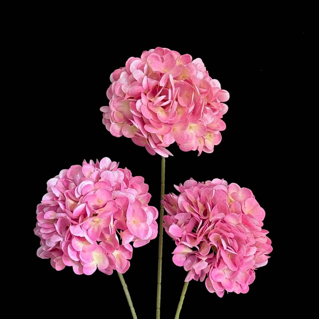 Artificial Mophead Hydrangea Stem in Pink